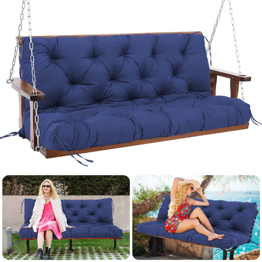 Mokoey Porch Swing Cushions 60 inch Bench Cushion Waterproof Outdoor Swing Cushions 3 Seater Thick 5in Replacement Swing Cushions for Outdoor Furniture Patio (Navy Blue-60x40inch)