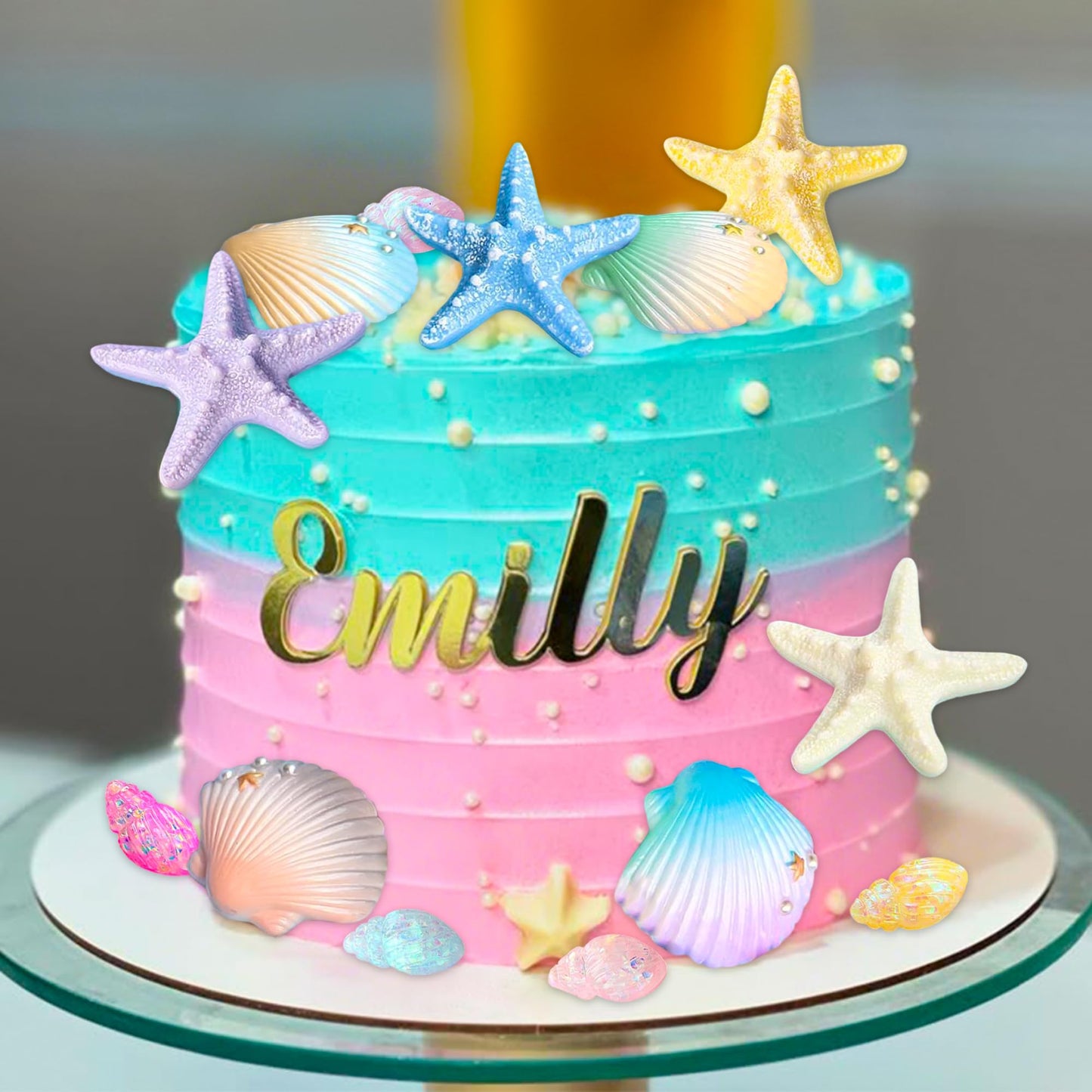 Under the Sea Cake Topper Beach Seashells Cake Decorations Ocean Under the Sea Birthday Party Decor Shells Starfish Cake Topper Summer Beach Baby Shower Party Supplies