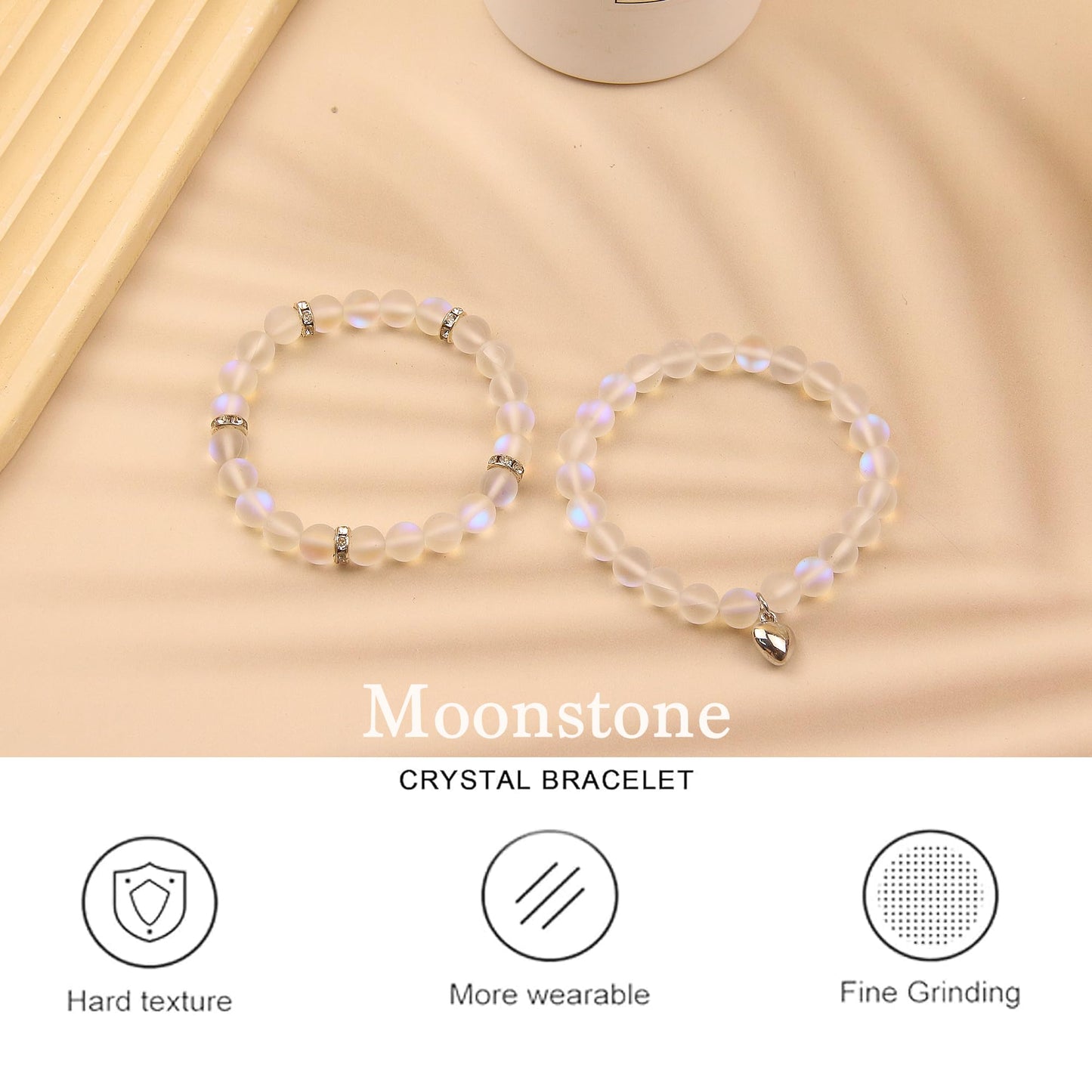 GDLKPYHS Healing Bracelets for Women - Moonstone Bracelet - Healing Prayers Crystal Bracelet, 8mm Natural Stone Stress Relief Yoga Beads Get Well Soon Gifts