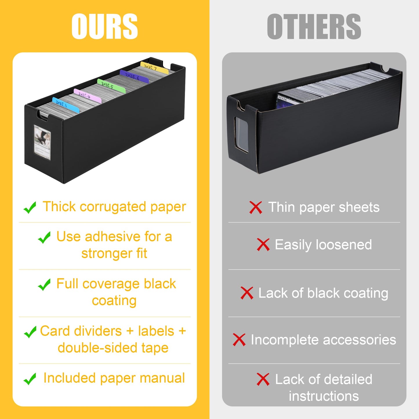 ROLOSI Trading Card Storage Box,[Viewing Windows] 12000+ Cardboard Cards Organizer Box with 48 Dividers for 5800+ Double-Sleeved Cards, for TCG,MTG,YuGiOh,PTCG, Game Sports Cards