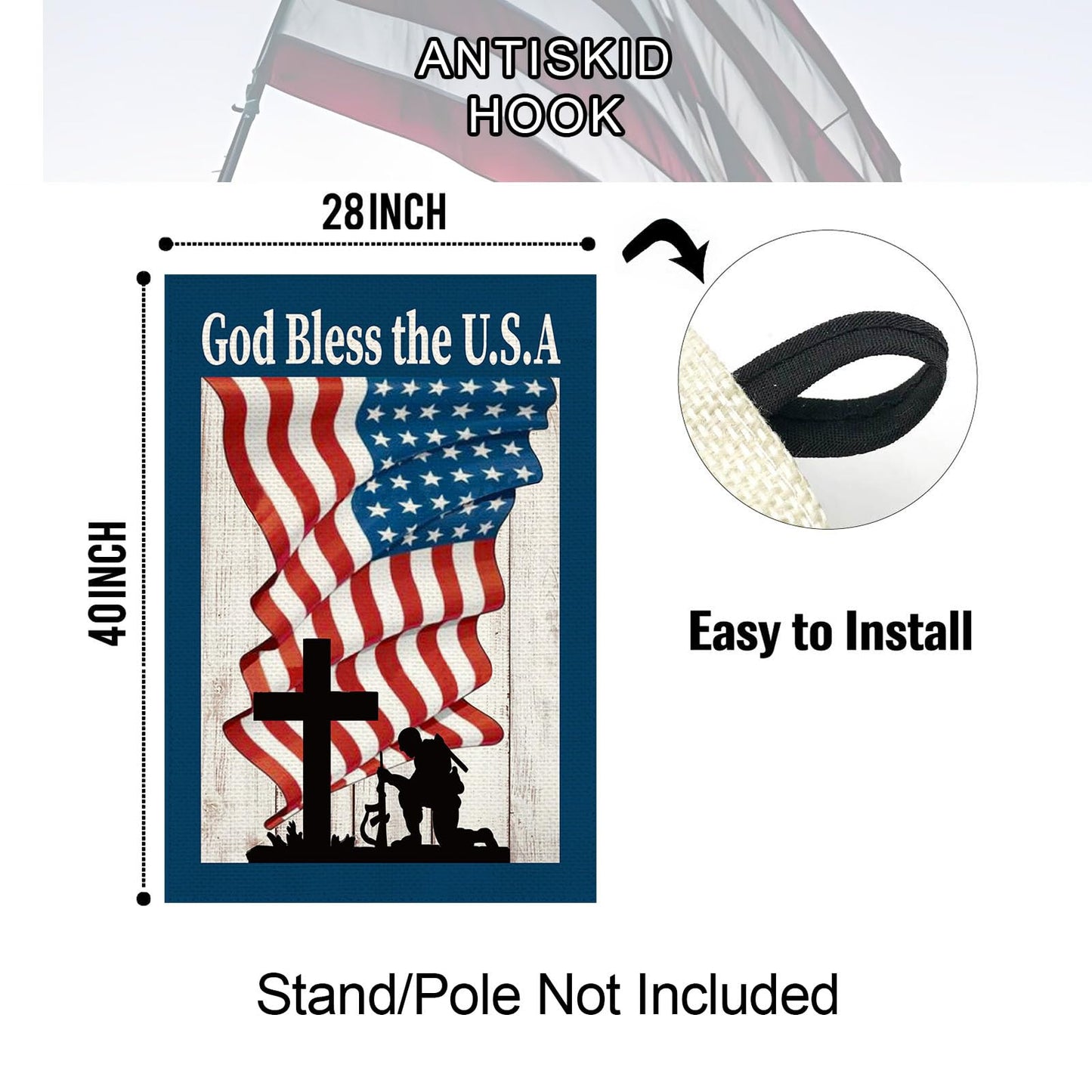 Baccessor 4th of July Patriotic Garden Flag God Bless America Double Sided Memorial Day Independence Day Garden Yard Flag Outdoor Outside Holiday Decoration 12.5 X 18 Inch