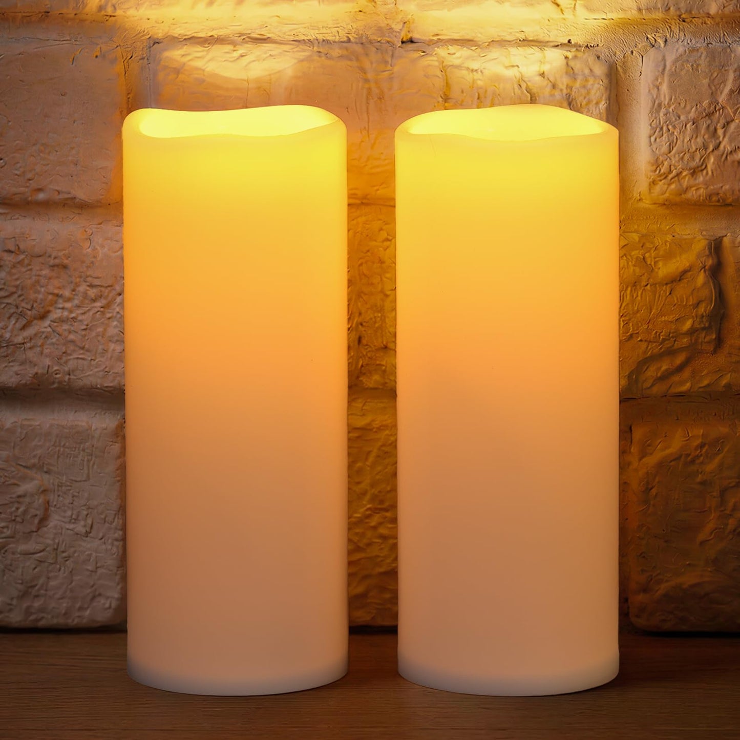 NURADA Large Outdoor Solar Candles Waterproof - 10" x 4" Rechargeable Solar Powered Flameless LED Pillar Flickering Candle for Patio Porch Lanterns Decor - Ivory White