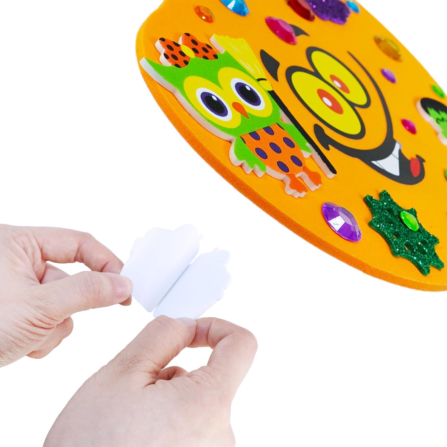 Winlyn 36 Sets Halloween Craft Kits Fall Crafts DIY Halloween Pumpkin Ornaments Art Set Bat Monster Foam Stickers Halloween Arts and Crafts for Kids Classroom Activities Party Favors Trick-Or-Treaters