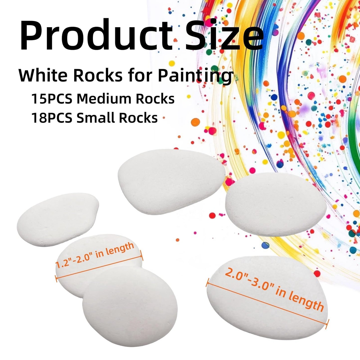 lifetop 33PCS White Painting Rocks, Medium & Small DIY Rocks Flat & Smooth Kindness Rocks for Arts, Crafts, Decoration, DIY Rocks for Painting ，Hand Picked for Painting Rocks