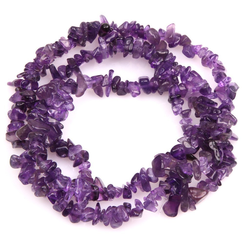 HAAMIIQII 5-8mm Natural Amethyst Chips Beads Crystal Irregular Chip Stones Loose Gemstone Beads for Jewelry Making Strand 30 Inch