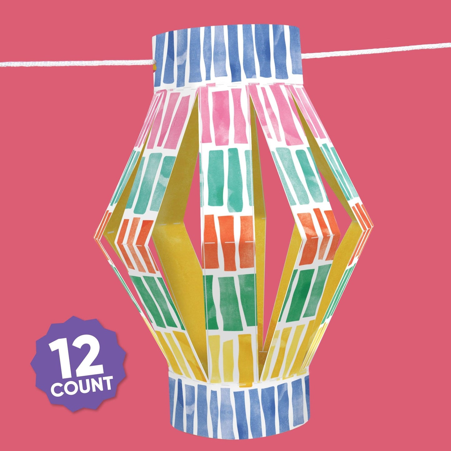 Big Dot of Happiness Fiesta 3D Hanging Paper Lanterns Banner Kit, 12 Ct Mexican Themed Party Decorations, DIY Craft Decorating Set with 30 Feet of Cord