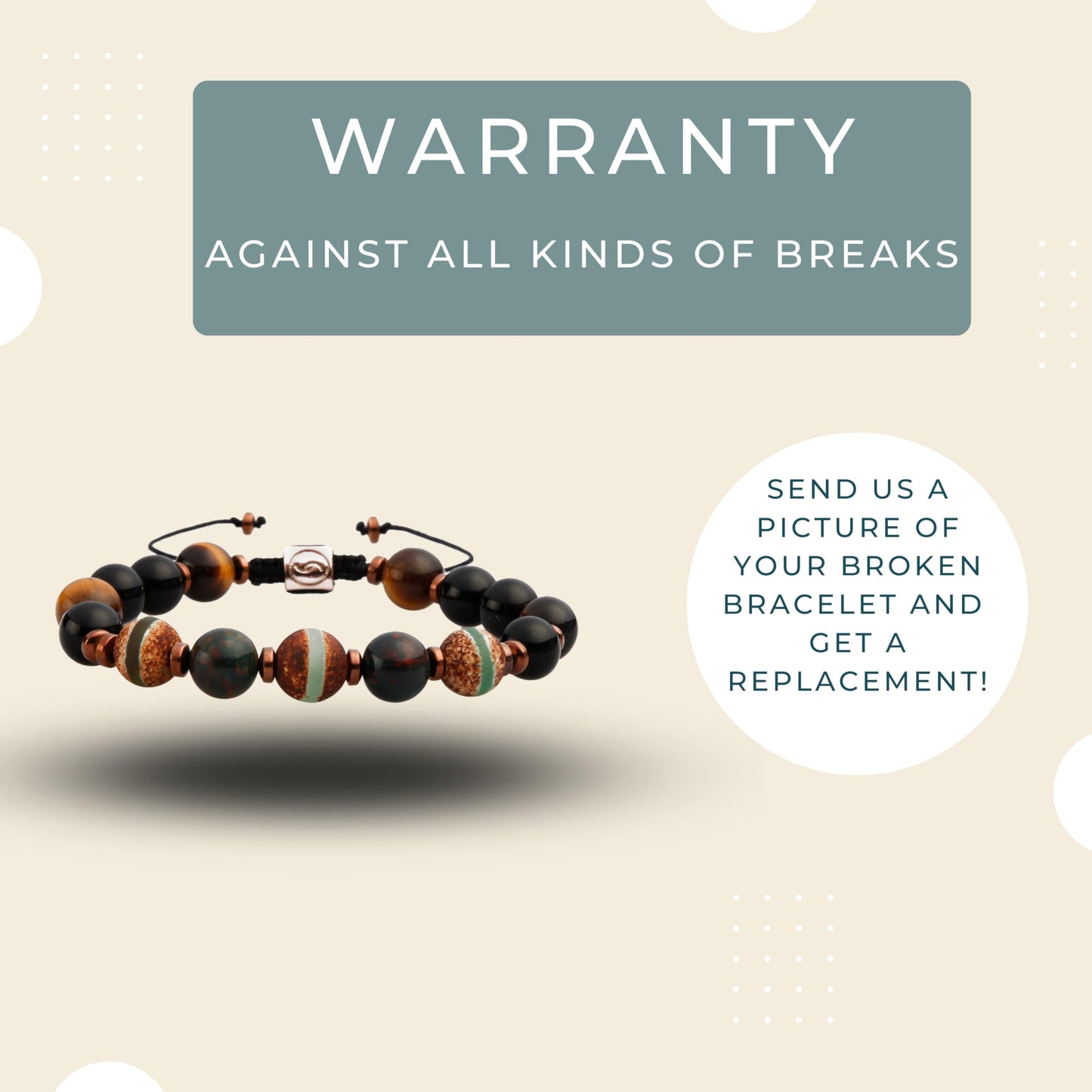 Semita Beaded Crystal Bracelet for Strength with Tigers Eye, Onyx, Bloodstone and Tibetan Agate Beads