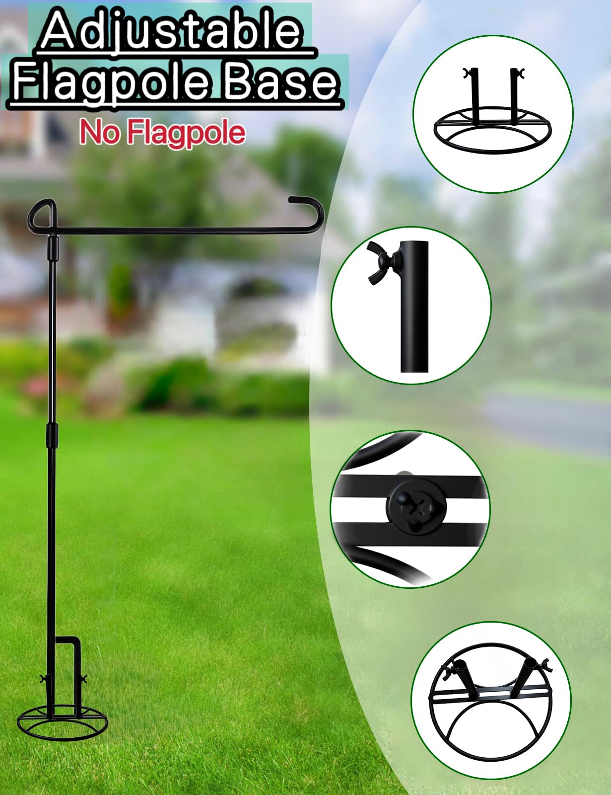 SMQLJXC 2026 Adjustable Width Garden Flag Stand Base - Metal Bracket Base (Adapter)