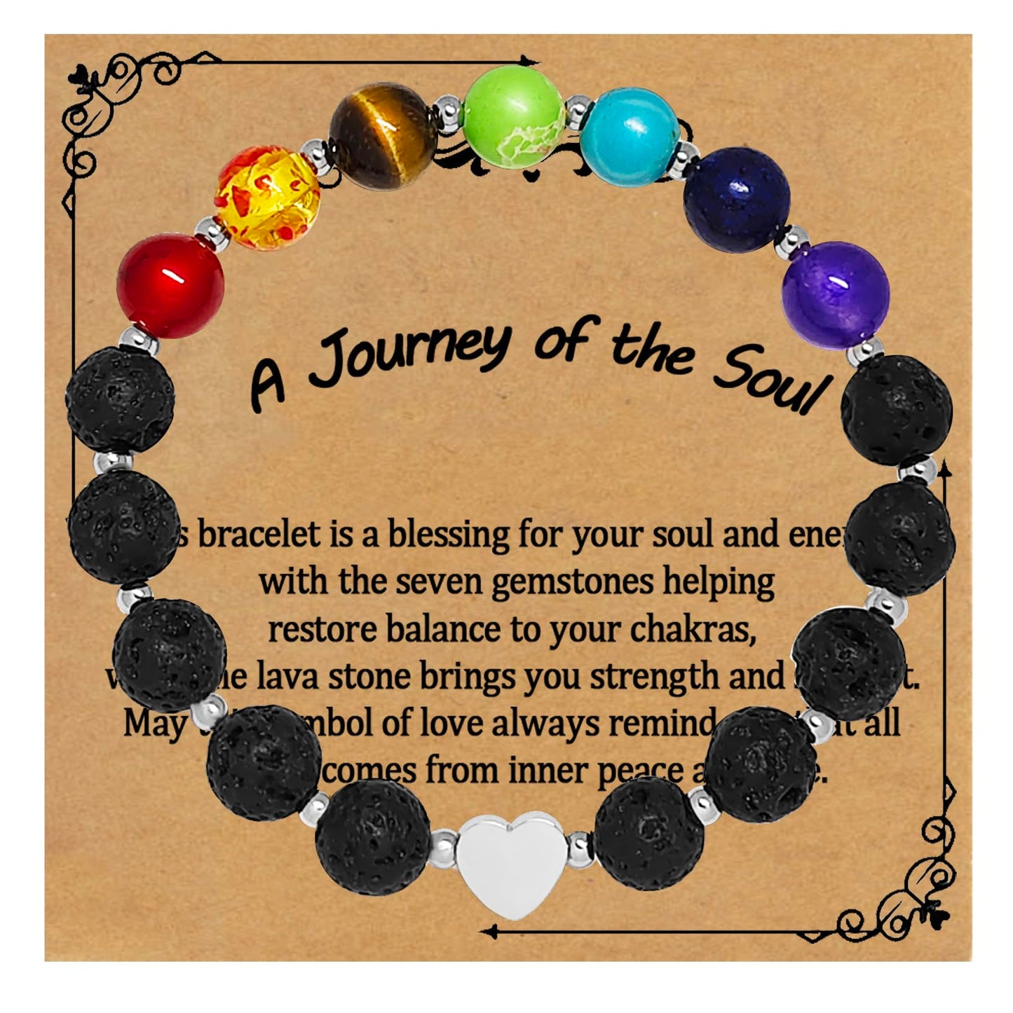 7 Chakra Bracelet Yoga Energy Healing Beads Bracelet Lava Stone RockAromatherapy Essential Oil Diffuser Bracelets Stretch Bracelet for Women (7 Chakra)