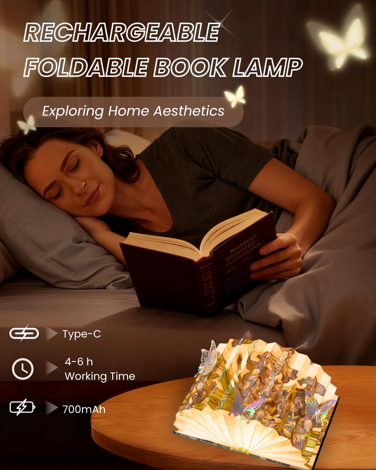 Maerolre Book Shaped Light, Mothers Day Gifts BookLamp for Book Lovers Gifts,Van Gogh Iris Design Foldable Lamp Perfect for Bedside Night Light, Bookshelf Decor, Home Desk, Ideal Gifts for Birthday