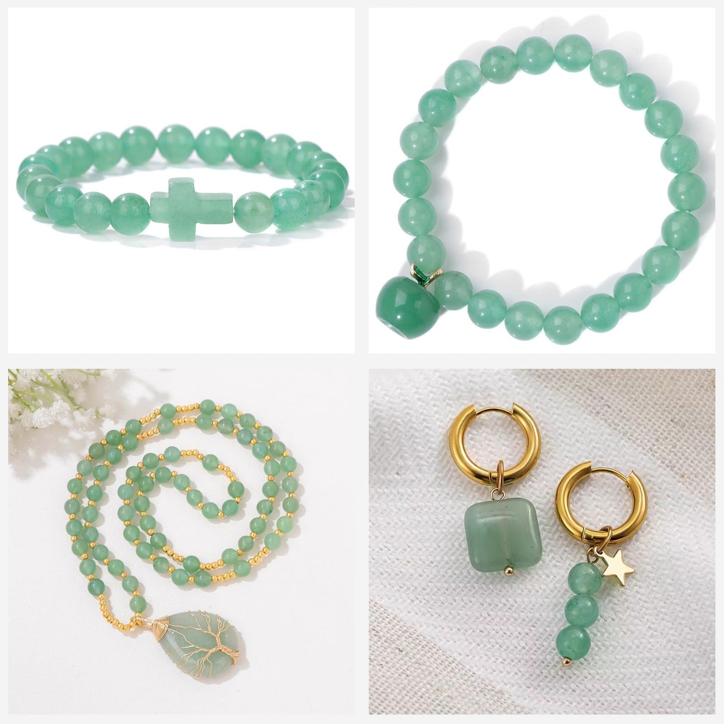 Risyfjew 100PCS 8mm Natural Green Aventurine Beads Gemstone Round Loose Beads for Jewelry Making Chakra Crystal Stone Beads for Bracelets Necklace Earrings Making Supplies (100pcs/Strand)