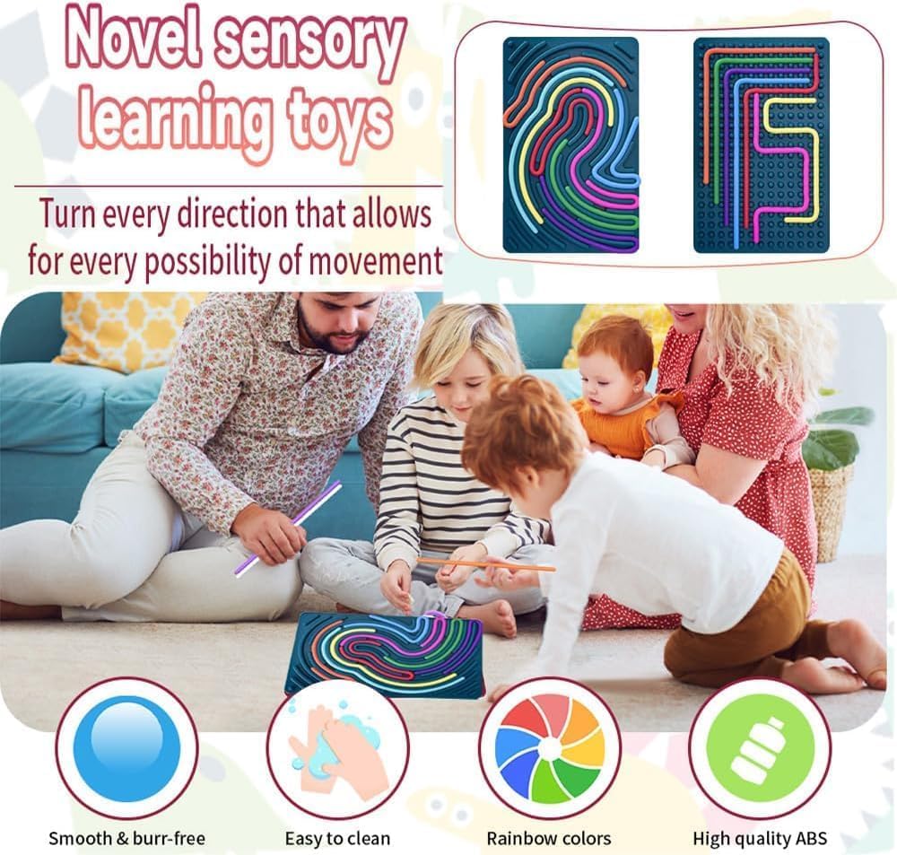 Christmas Stocking Stuffer Sensory Activity Board,Silent Fidget Toys for Calming Duble Sided Design Kids Busy Board for Fine Motor Skill,Silicone Calm Down Fidget Toy for Stress, Anxiety,ADHD & Autism