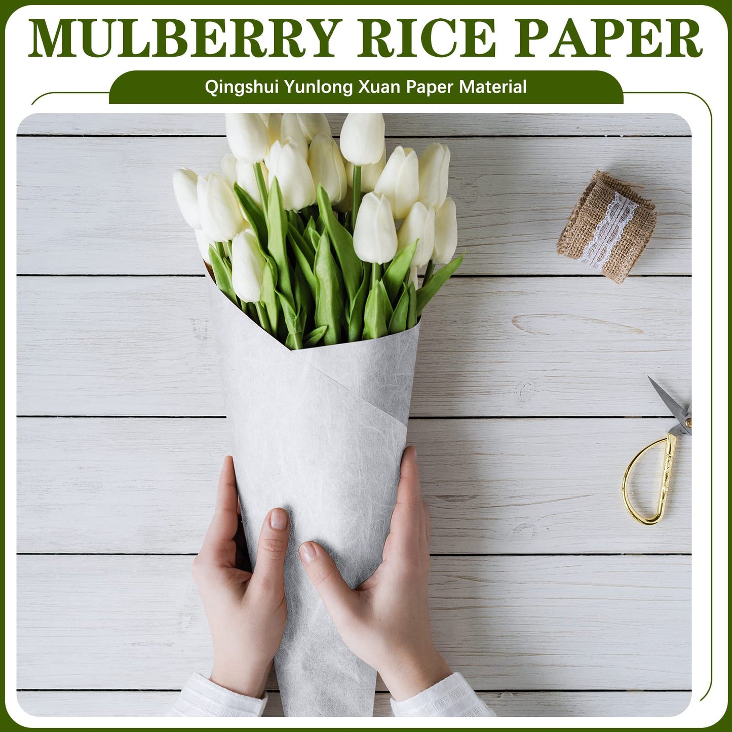 Geyee 2 Rolls 10.43 x 287.4 Inch of Mulberry Paper Traditional Handmade Rice Paper Decoupage Papers Roll Natural Decoupage Tissue Origami Roll for Crafts Gifts Windows