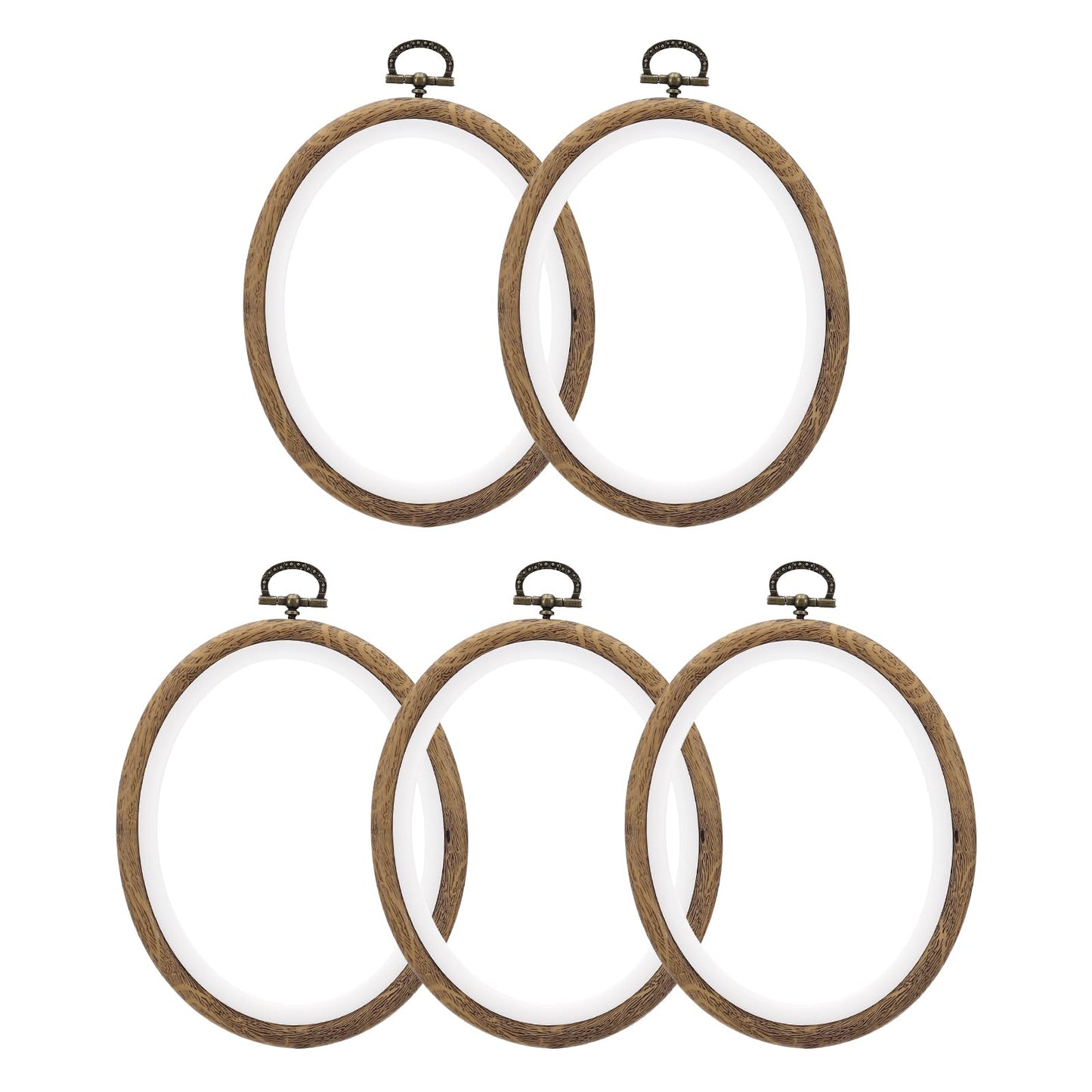 PATIKIL 6x4.7inch Embroidery Hoops, 5Pieces Imitated Wood Oval Frame Cross Stitch Hoop Ring for Embroidery Art Craft Sewing Ornaments Hanging Decoration