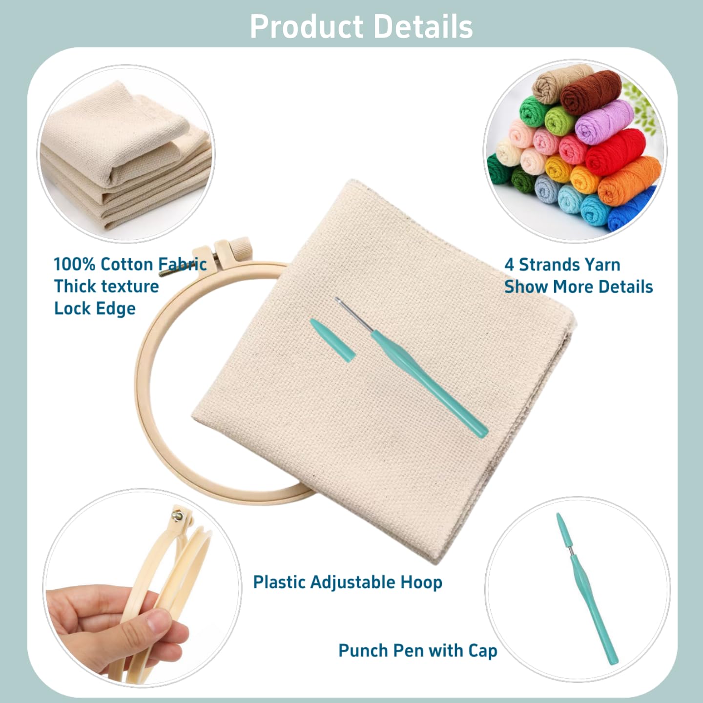 Punch Needle Kits Black Bear Embroidery Starter Set with Hoop Easy for Beginners DIY Stress Relief Handmade Craft Hobby and Home Decor 20x20cm