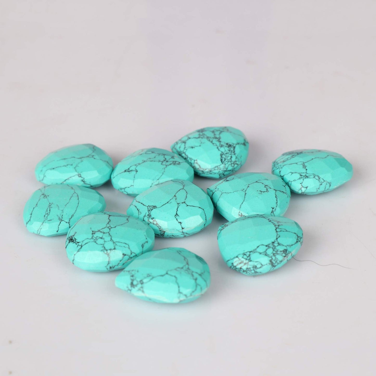 AAA++ Natural Blue Turquoise/pear Turquoise 116.50 Ct Lot of 10 Pcs Pear Faceted Cut Gemstones for Jewelry Making ET-961