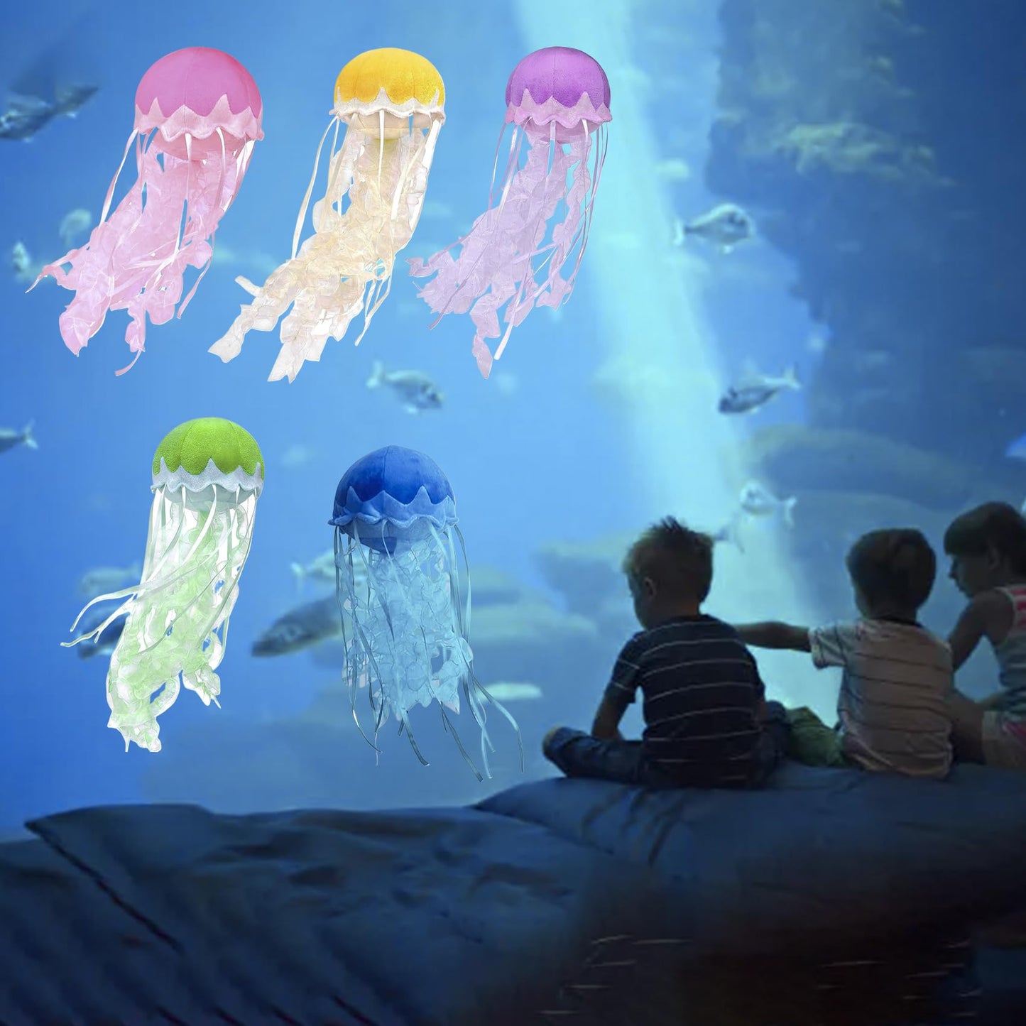 KAYBOBEZK Jellyfish Plush, Jellyfish Stuffed Animal Toy, Simulation Cute Blue Jelly Fish Plush Pillow Room Decor Toy, Unique Plush Gifts for Kids Cute