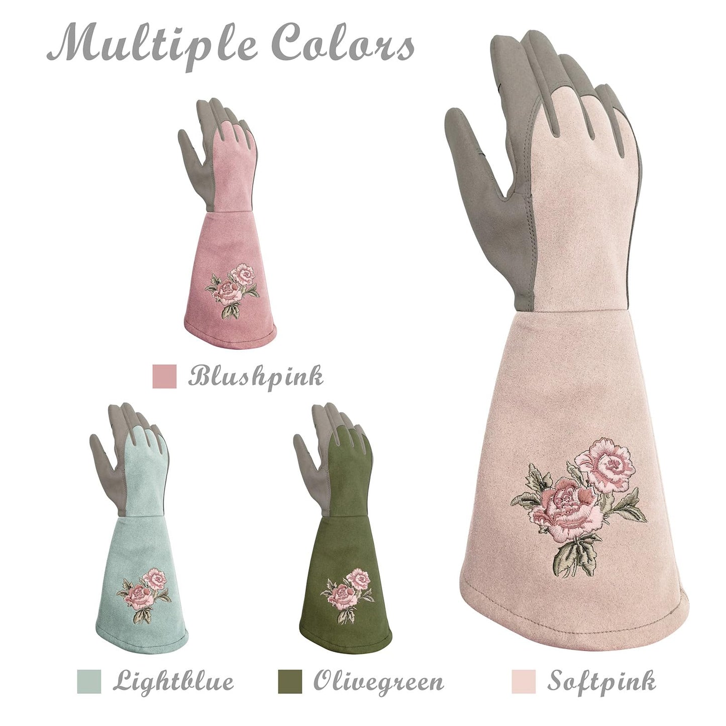 Intra-FIT Long Gardening Gloves for Women,Durable Rose Pruning Gloves Thorn Resistant for Weeding Planting Digging(Medium,1 Pair)