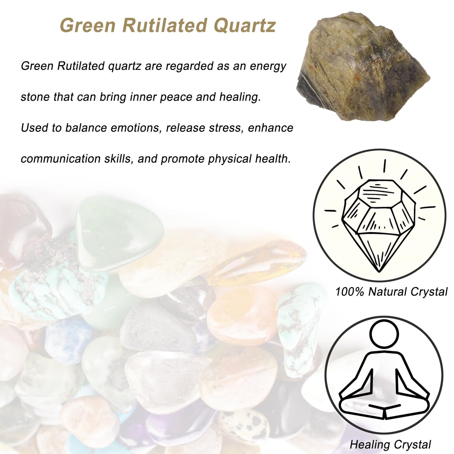 Erliway 1.25-2" Green Rutilated Quartz Raw Crystals, Natural Rough Green Rutilated Quartz Stone, Healing Stones for Fountain Rock, Home Decor Meditation Energy Balancing Wire Wrapping Reiki