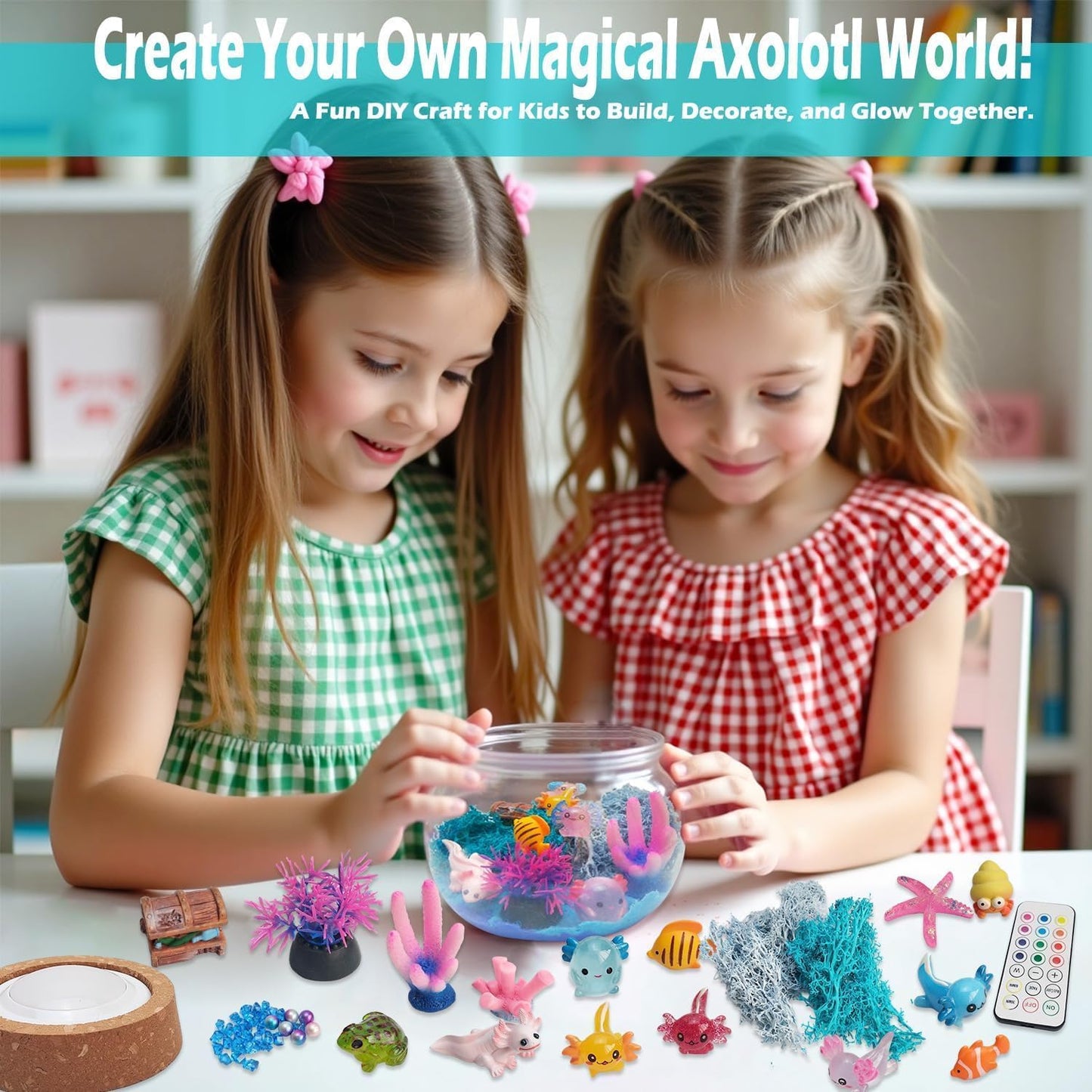 Axolotl Gifts for Girls & Boys – DIY Glow Jar Toy with LED – Cute Axolotl Night Light Arts and Crafts for Kids Ages 4 5 6 7 8-12 Year Old – Great Room Decor, Birthday Decorations & Easter Gifts