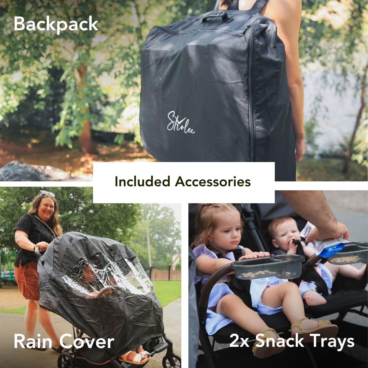 Strolee Lightweight Double Side by Side Stroller - 22 Lbs, 9.5" Compact Fold, Twin Nap Ready Seating, No Rethread Harness, Magnetic Buckle & Ultra Plush Seat 60Lb Max Per Seat- (v2 Sage)