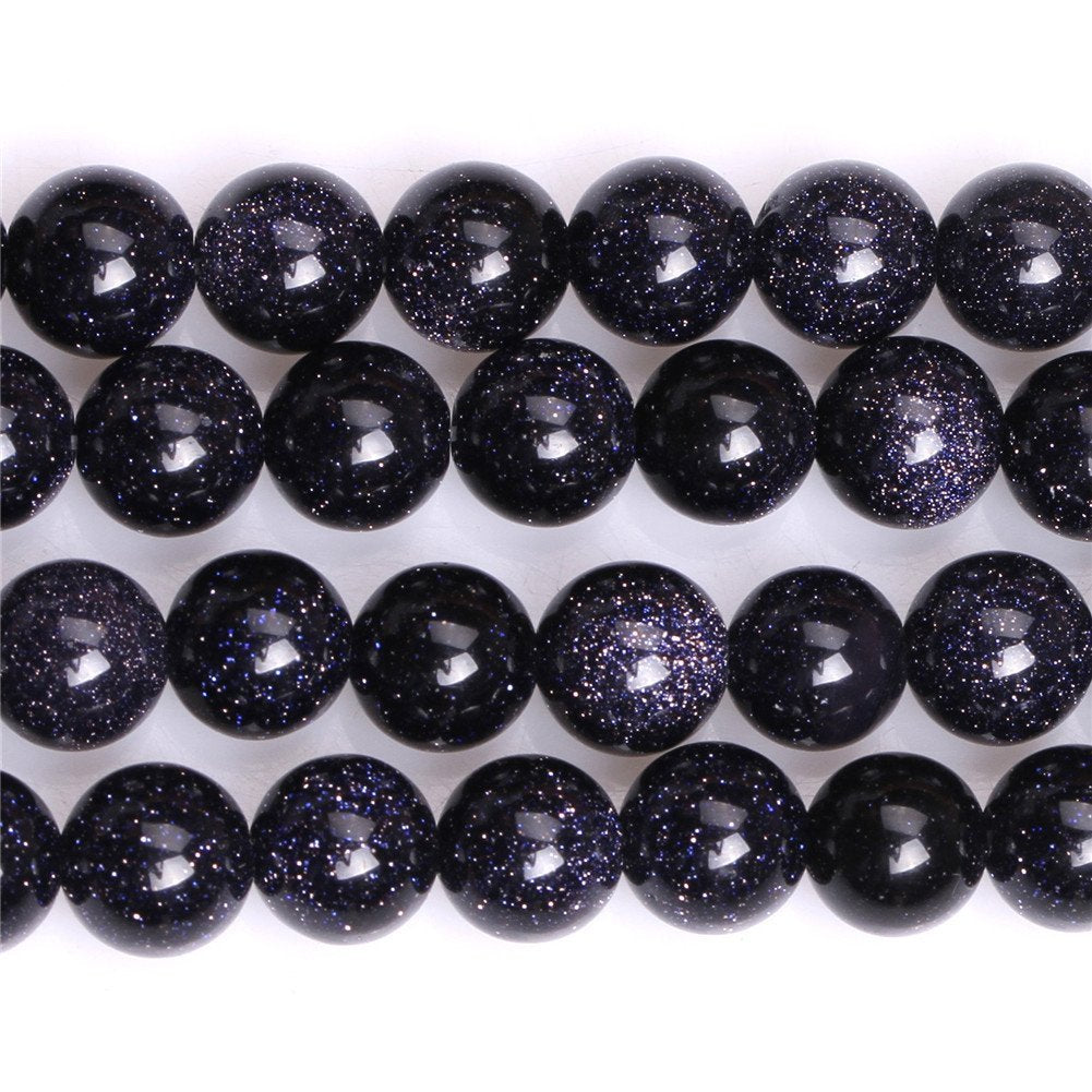 10mm Natural Blue Sandstone Beads Round Gemstone Loose Beads for Jewelry Making (36-38pcs/strand)