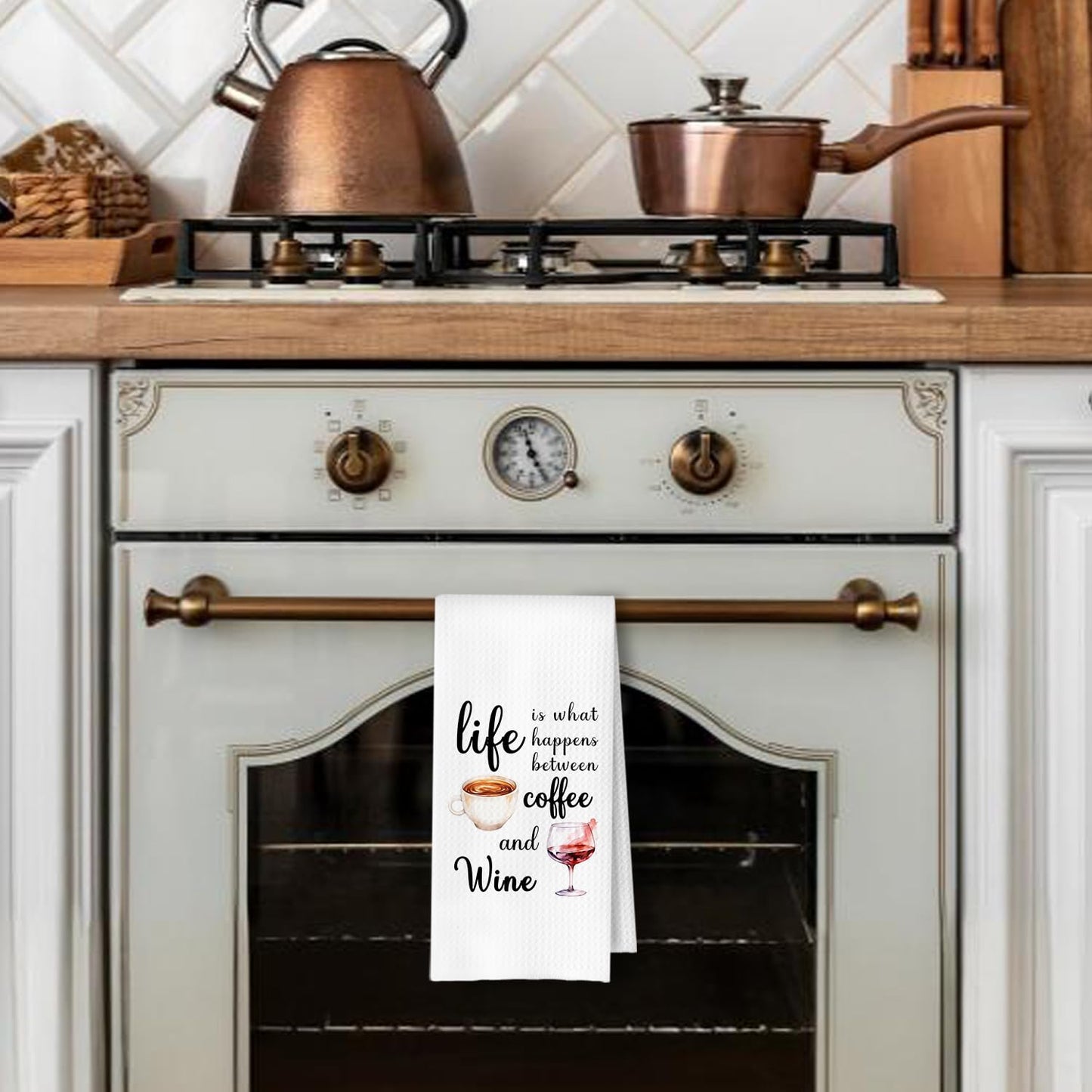 ArtisaEura Funny Coffee and Wine Kitchen Towels, Gifts for Wine Lovers Dish Tea Bar Towels for Kitchen Bar Cart Decor, Gifts for Coffee Lovers Decorative Hand Towels, 16x24 Inches