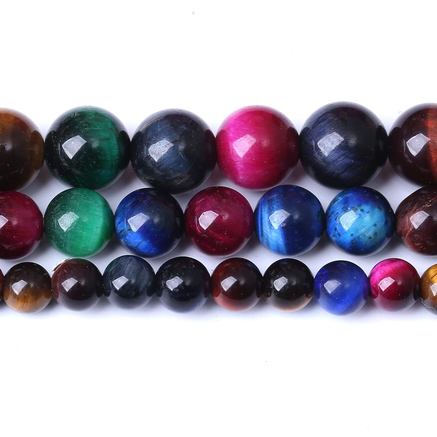 45PCS 8MM AAA Colorful Tiger Eye Stone Beads Natural Gemstone Bead Crystal Healing Energy Jewelry Making DIY 15 inches