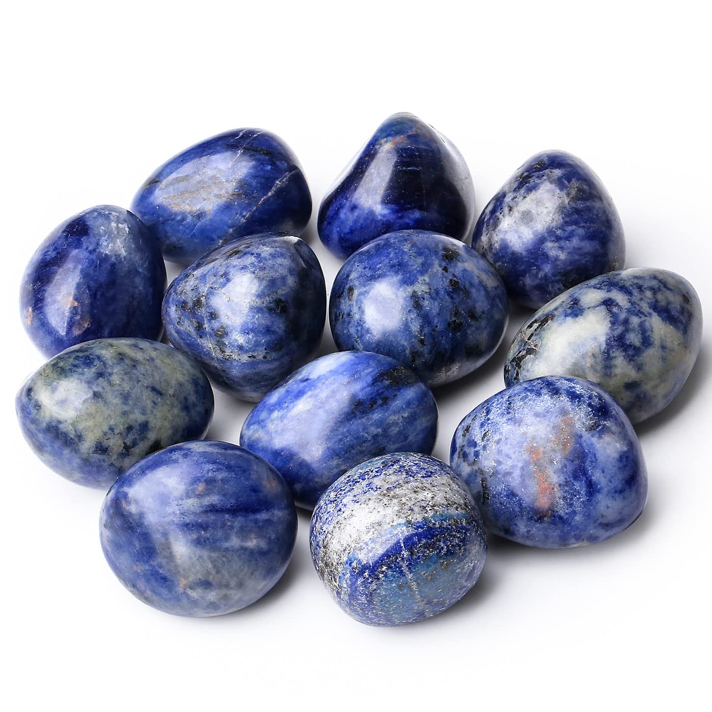 DUQGUHO Blue Sodalite Natural Healing Crystals Stones Set Polished Tumbled Irregular Pebble Stones Rocks 0.45 lbs