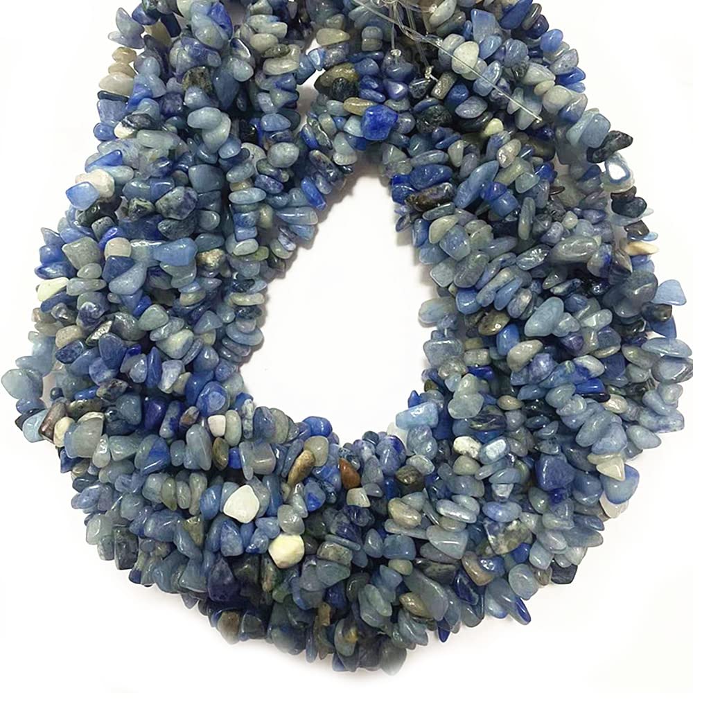 jodaying 5-8mm Natural Blue Aventurine Gemstone Chips Healing Gravel Bracelets Necklace Kit Irregular Tumble Stone Beads DIY Crafts Design Jewelry Making 32"