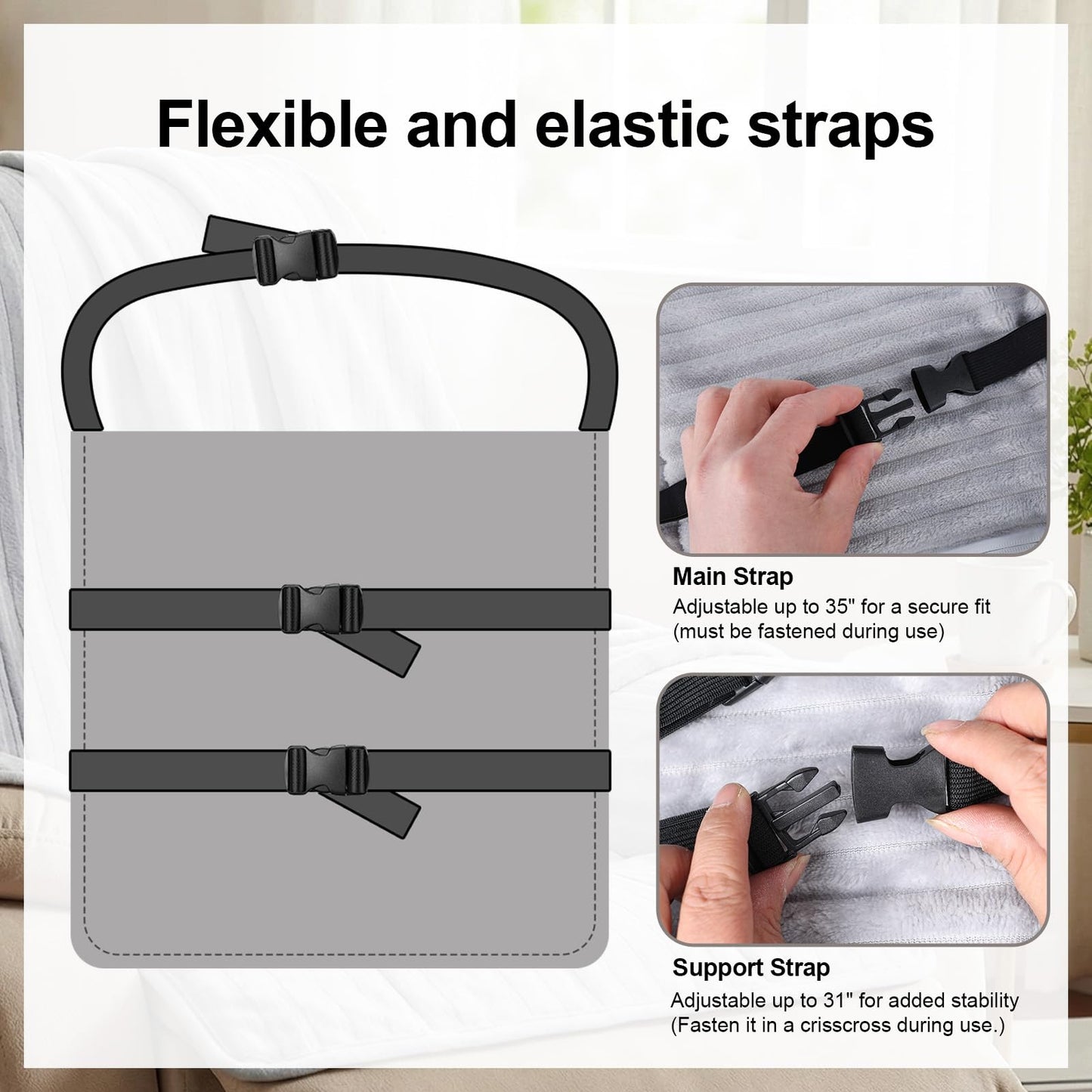 Himake Cozy Office Chair Blanket, Grey Striped Flannel Fleece Desk Wearable Blanket for Work, Work from Home Gifts & Practical Gifts for Cold People Stay Warm with Chair Wrap Attaches