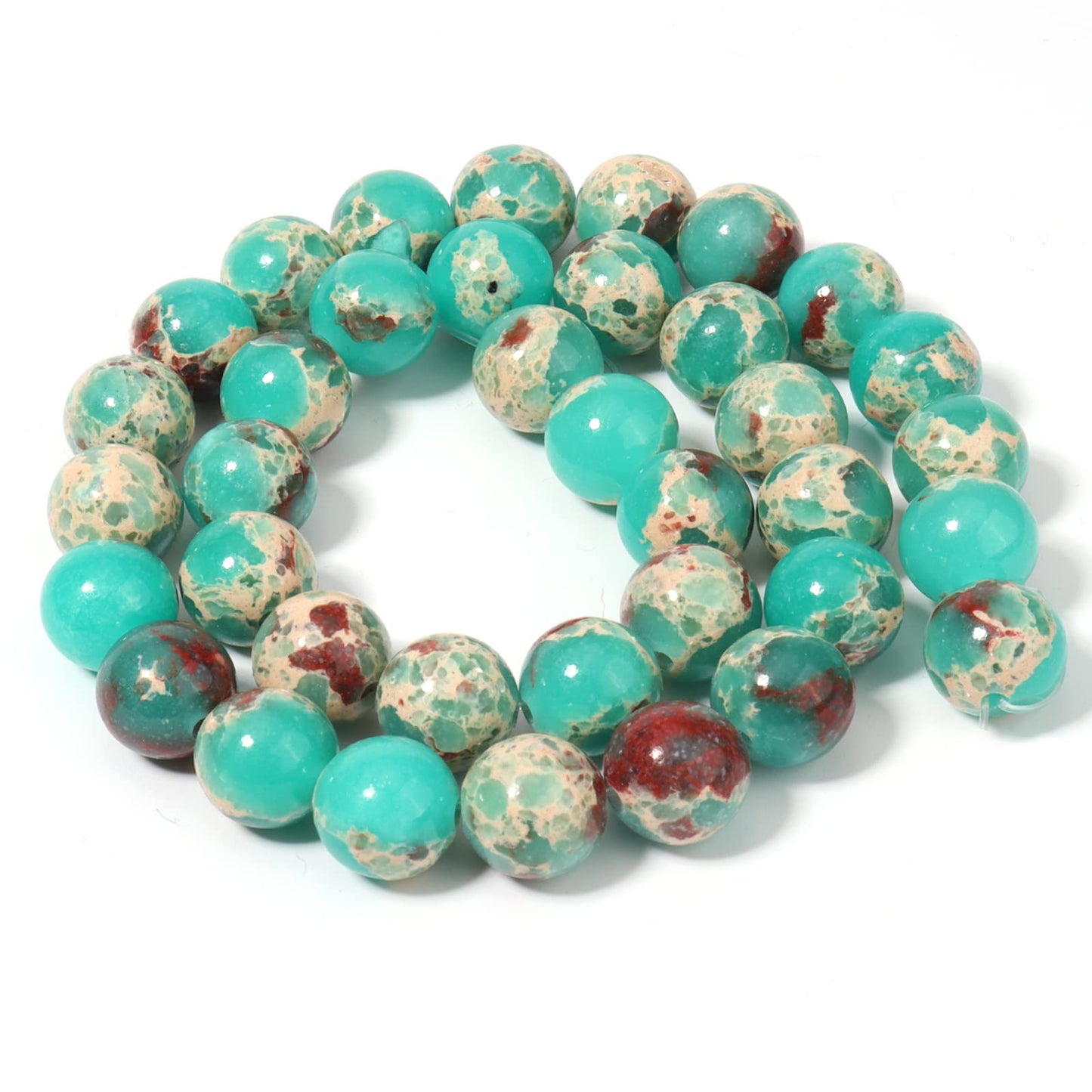 60pcs 6mm Natural Stone Beads Green Snakeskin Jasper Beads Energy Crystal Healing Power Gemstone for Jewelry Making, DIY Bracelet Necklace