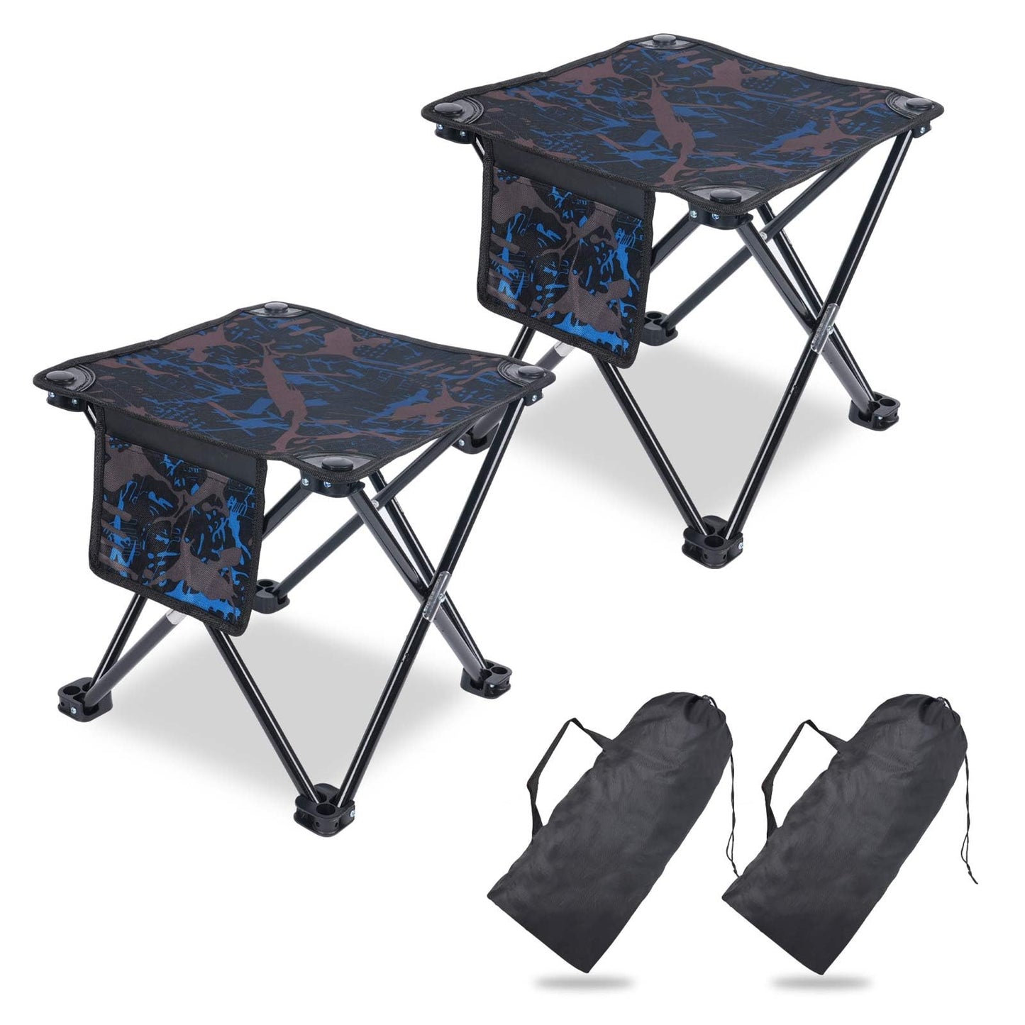 VOLIXOD 2 Pack Folding Portable Camping Stool for Adults, Lightweight Collapsible Stool for Outdoor Footrest Fishing Hiking Gardening and Beach with Carry Bag(400 LBS Capacity)
