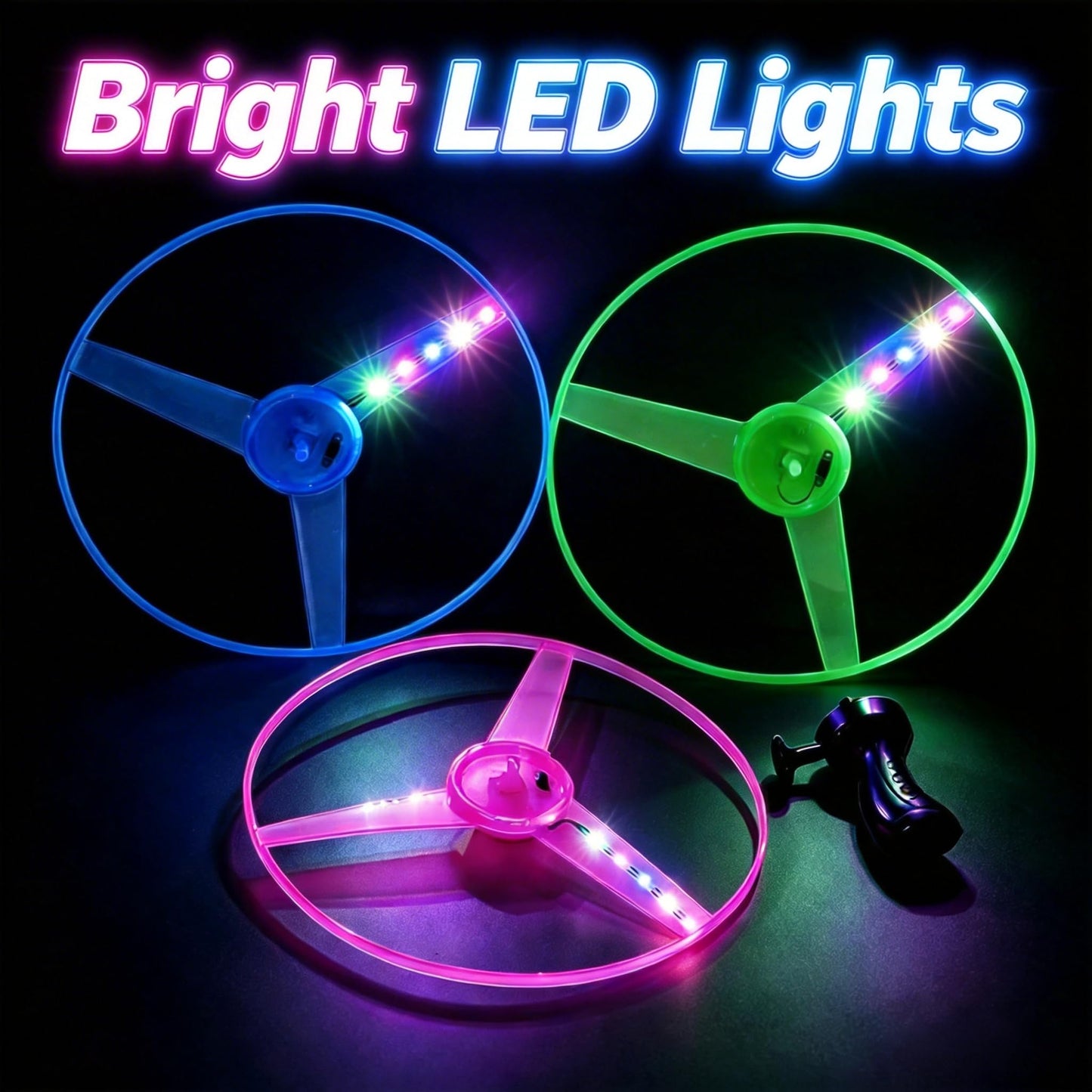 Revanak 6 Sets LED Flying Set, Fun Flying Saucers Toys for Kids with Flashing Lights, Flying Toy Outdoor Toys Glow in The Dark Party Supplies Party Favors for Kids 4-8 8-12