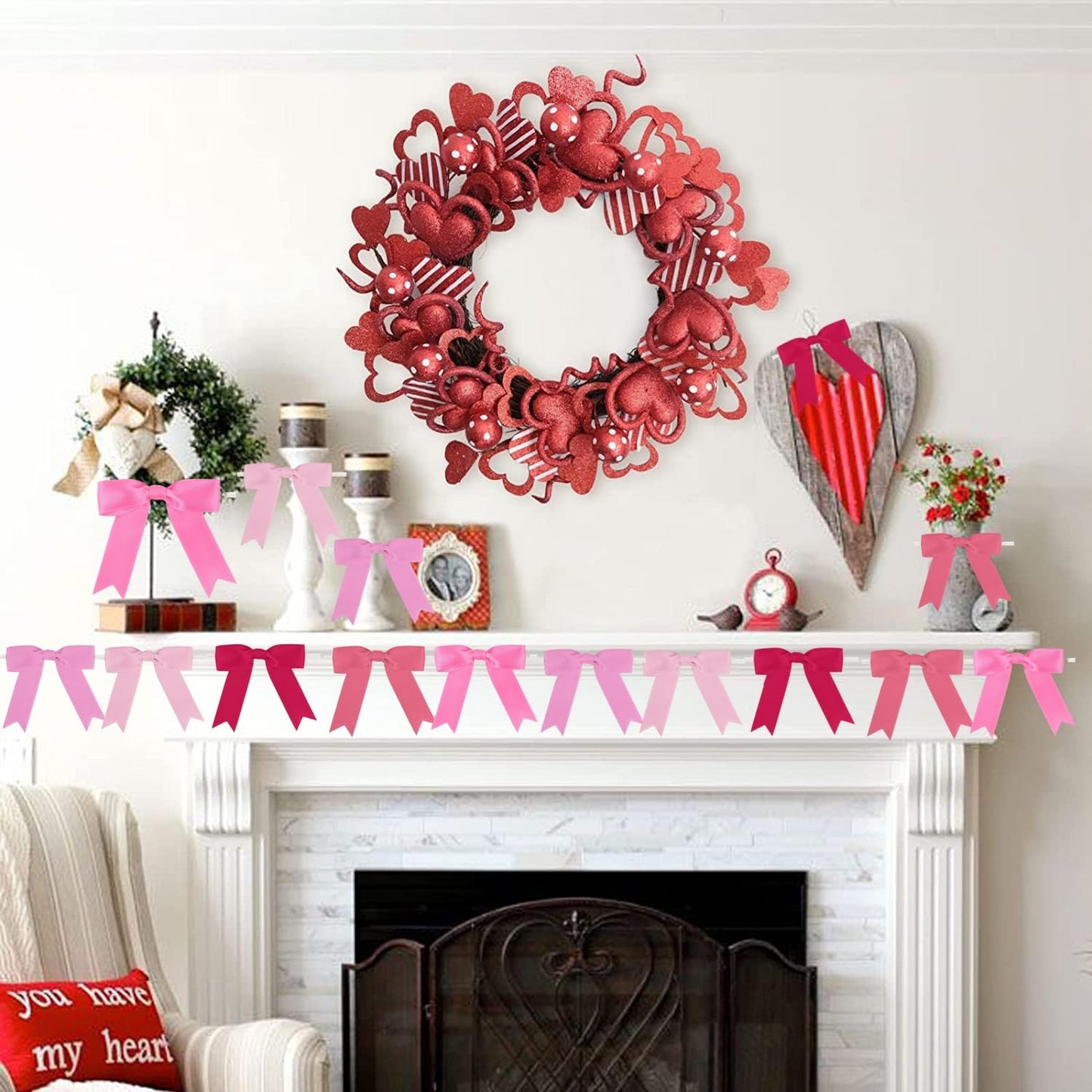 Meseey Premade Craft Bows Self Adhesive Pink Hot Pink Valentines Satin Ribbon Bows for Treat Bags Gift Wrapping Basket Wedding Baby Shower Brithday Party (Red Pink Set, 3.5 Inch)