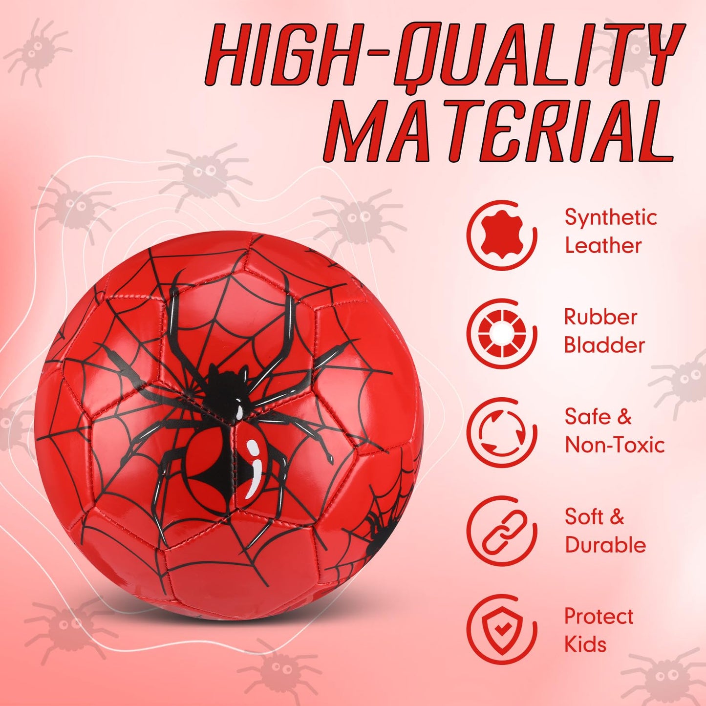 HyDren Kids Size 3 Soccer Ball with Pump Official Cute Cartoon Toddler Soccer Durable Outdoor Indoor Sports Football Game Charity Gift for Kids Boys Girls 4 to 6(Spider)