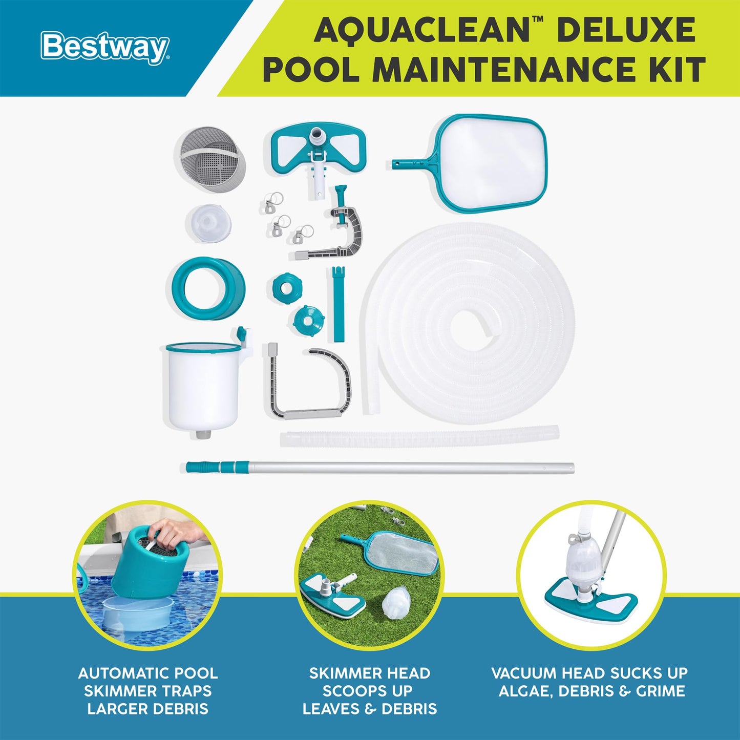 Bestway Deluxe Pool Maintenance Kit, AquaClean Above Ground Pool Cleaning Set