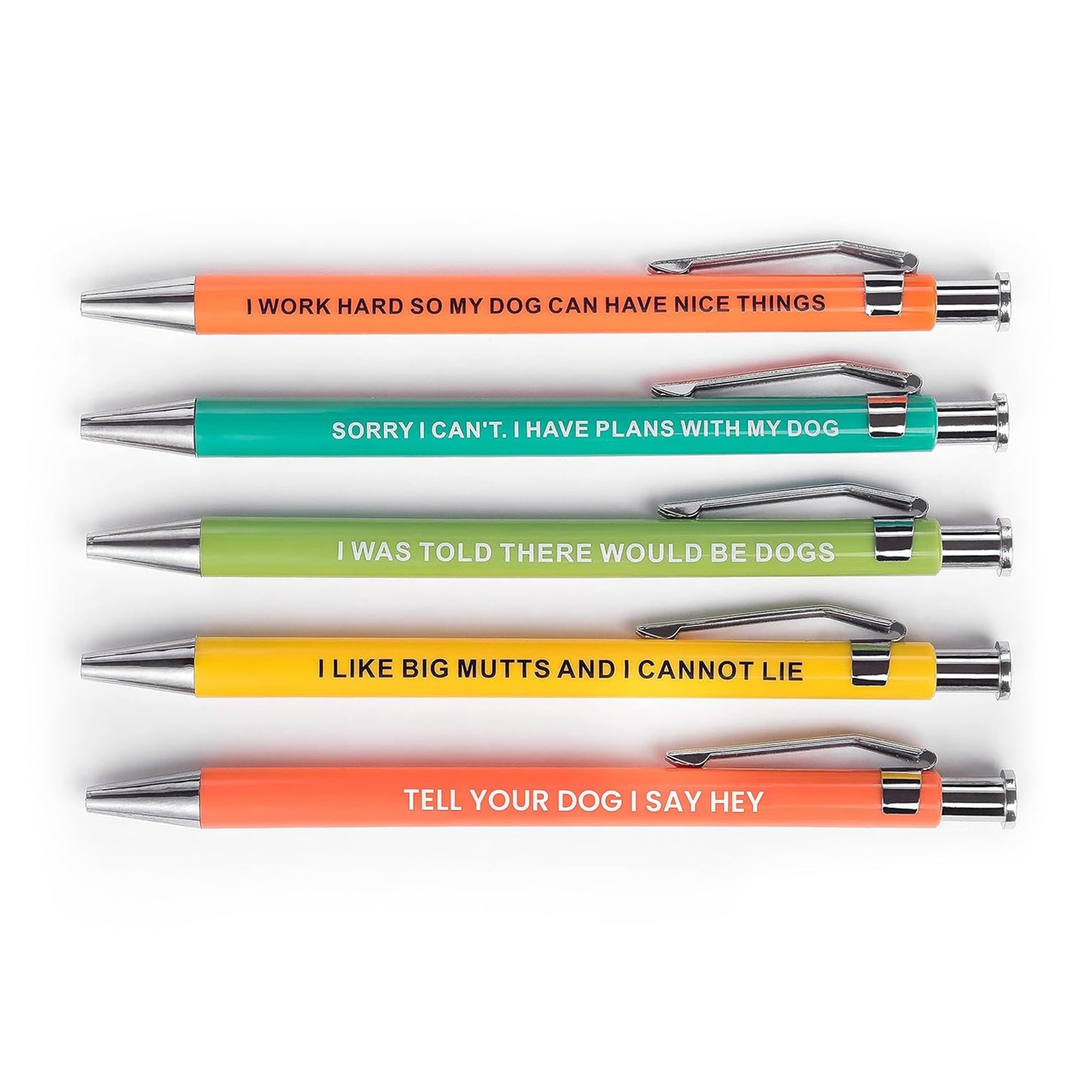 MilkToast Brands Funny Dog Pens 5-Pack Set, Black Ink Ballpoint Writing Pens with Sarcastic Sayings, Gifts for Dog Lovers, Mom Gifts for Women, Dad Gift for Men, Vet Tech Gift, Office Supplies