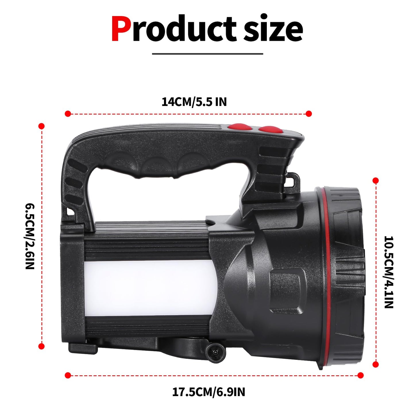 Vanvale Superbright LED Handheld Searchlight Tactical Waterproof Spotlight High Power Rechargeable Flashlights with Side Light USB Power Charger (White Light)
