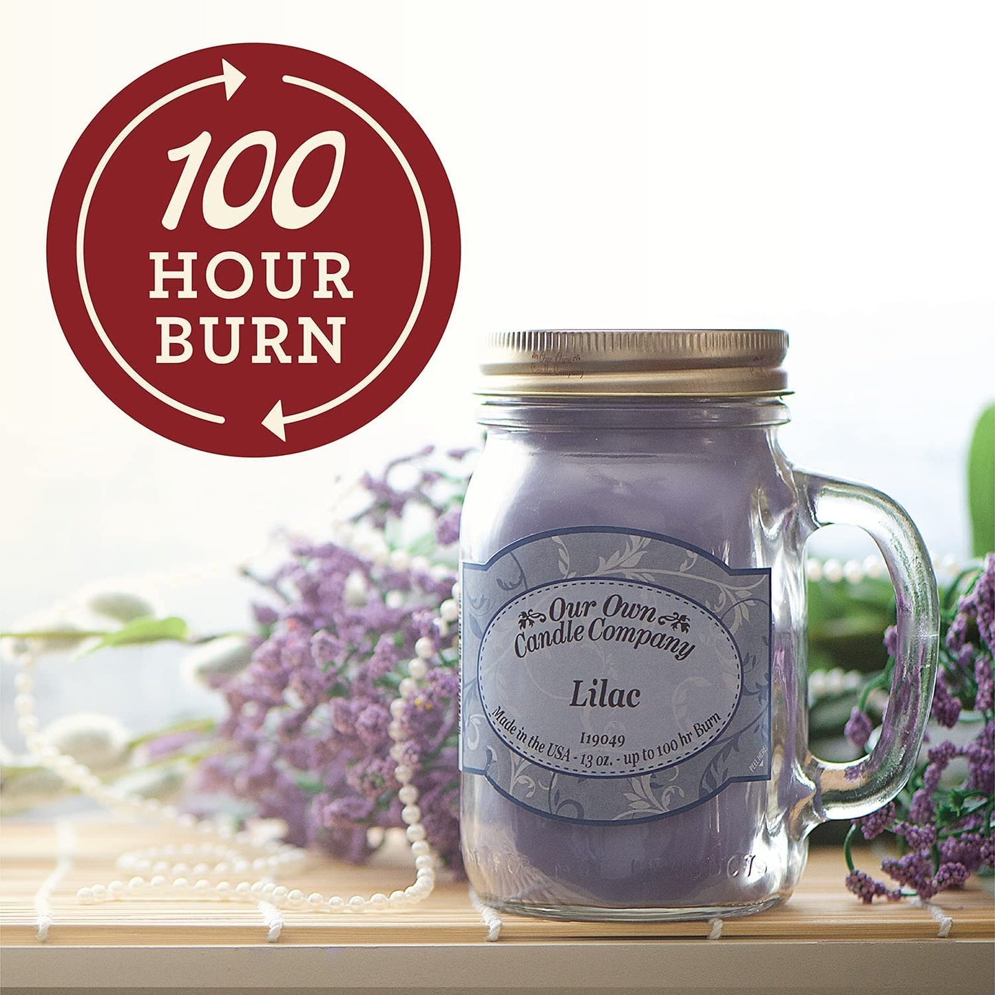 Our Own Candle Company Baby Powder Scented Mason Jar Candle, 100 Hour Burn Time, 13 Ounces