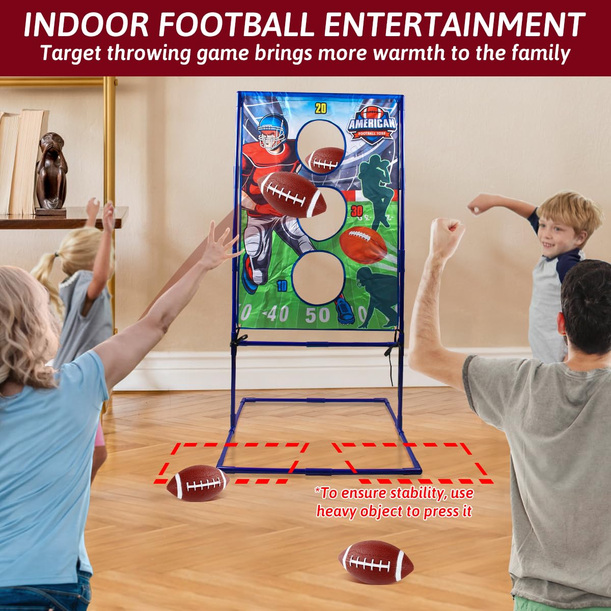Punieayi Football Toss Game with 4 Inflatable Balls, Football Throwing Target Games for Boys 8-12, Sports and Outdoors Toys for Kids Ages 3+