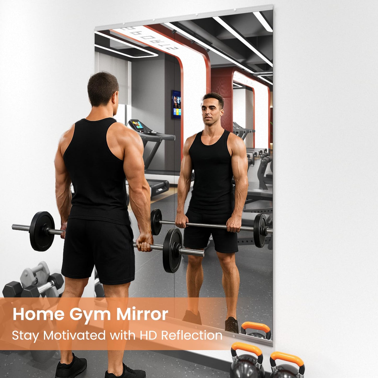 LOAAO Home Gym Mirror, 56"x16"-2 PCS Gym Mirrors for Wall, Frameless, Tempered Glass, Large Workout Mirrors for Home Gym, Dance Studio, Yoga Room, Garage Gym