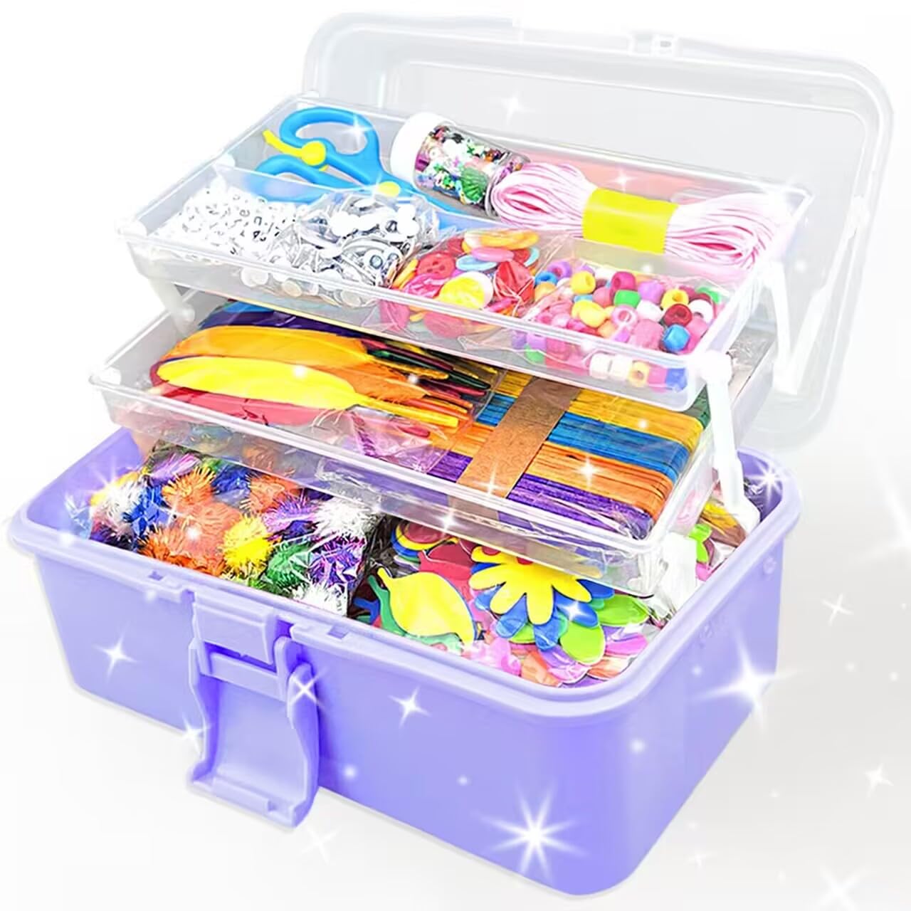 VLUSSO 3000Pcs Arts and Crafts Supplies for Kids Girls 8-12 Craft Kit with Pipe Cleaners Beads Crafts for Kids DIY School Supplies Set Crafting Box for Girls Boys Age 4-6, 6-8, 8-12 Years Gifts