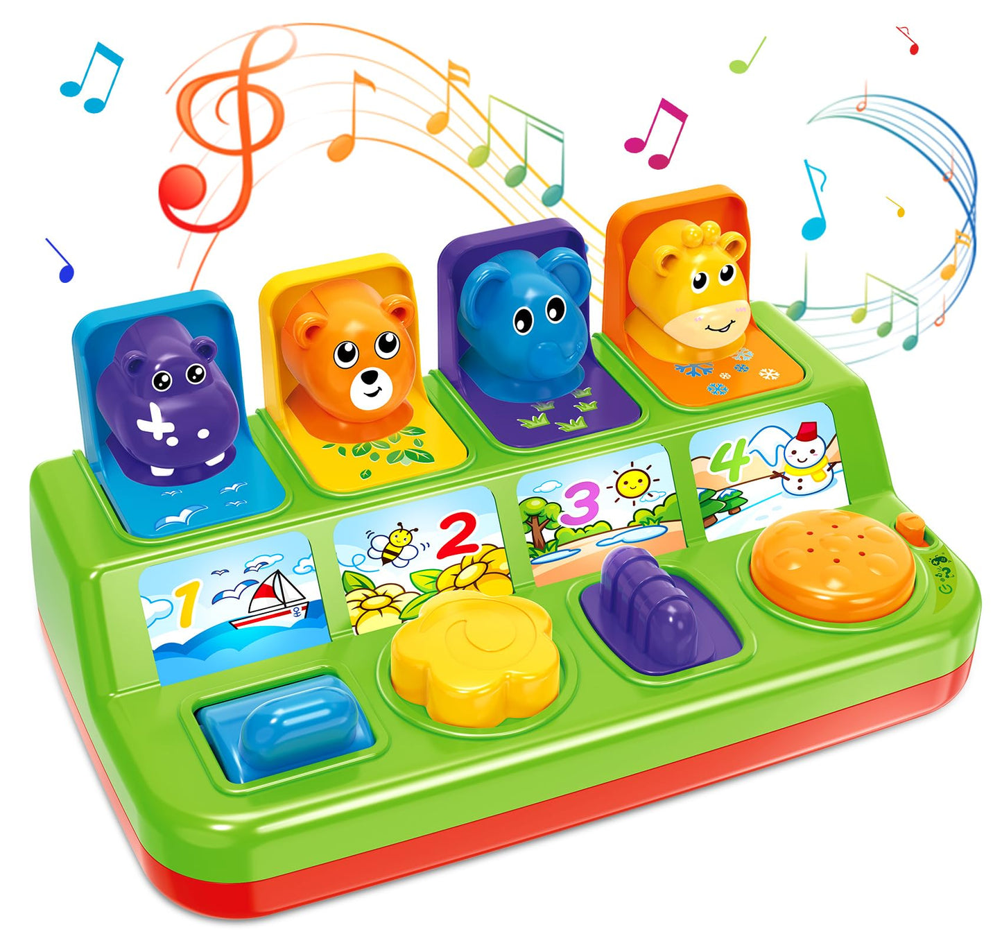 Ellinjan Musical Pop-Up Cause and Effect Toys with Light & Music for 1-3 Year Olds, Baby Interactive Toy with Animal Sounds, Ideal Gifts for Babies Boys Girls