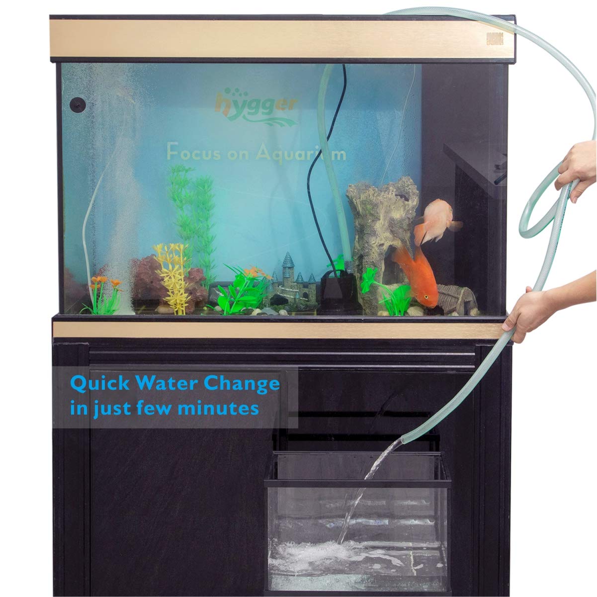 hygger 660 GPH Quick Water Change Aquarium Pump Submersible Fountain Water Pump Fish Tank Pond Drain Transfer Pump with 3 Adaptors