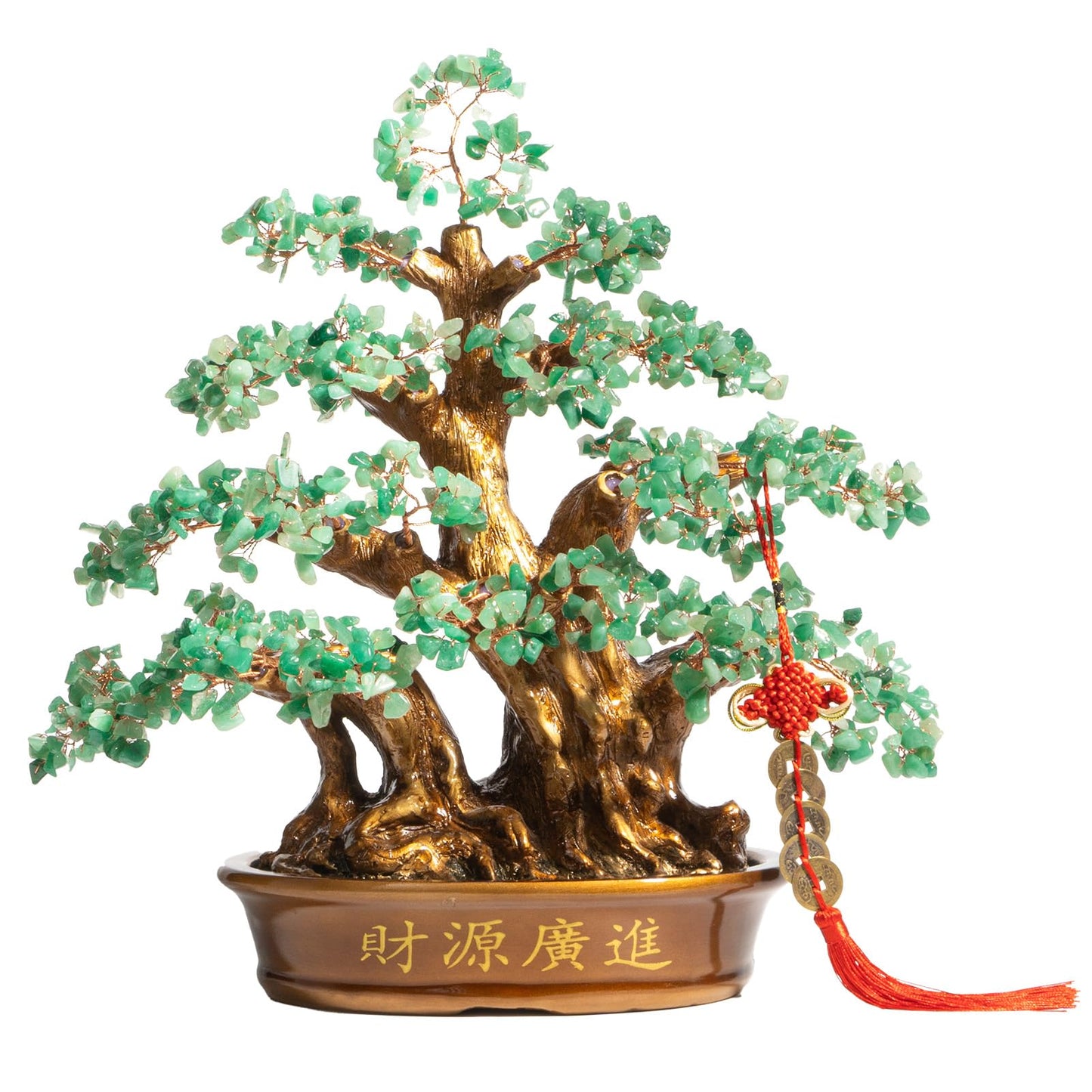 GEMBOURY Natural Aventurine (1,300 Gemstone Count) Chakra Crystal Tree with Healing Properties - Home & Office Bonsai Feng Shui Money Tree Decoration for Luck, Success and Intelligence - 18"