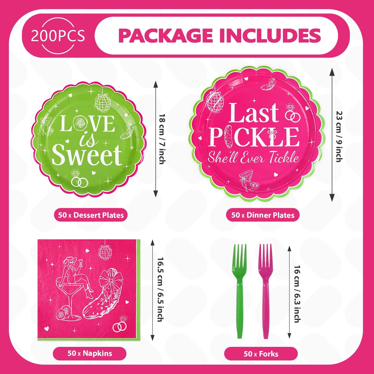 200Pcs Last Pickle Shell Ever Tickle Bachelorette Party Decorations Pickle Bachelorette Paper Plates and Napkins Tableware Sets for Girls Women Funny Bridal Shower Wedding Party Supplies Serves 50