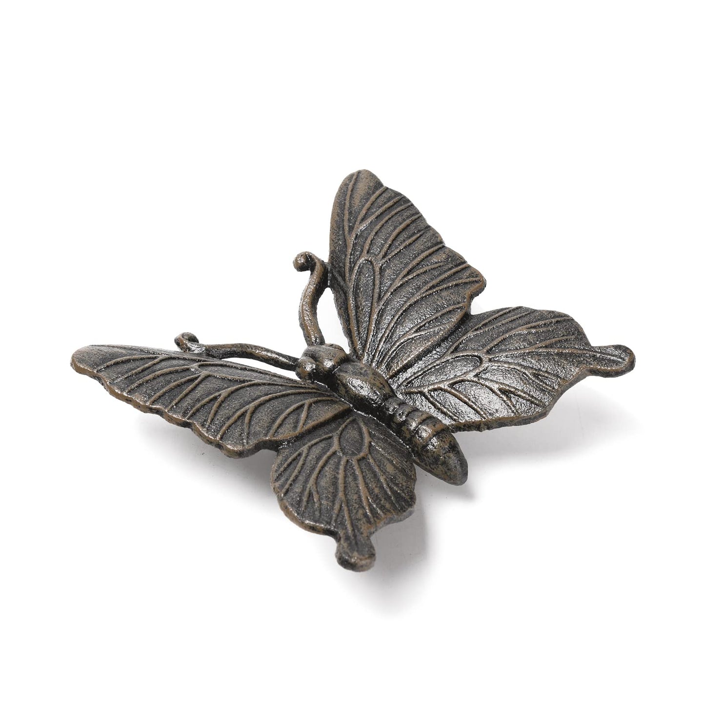 BRASSTAR Cast Iron Butterfly Statue Art Decor for Garden, Lawn, Yard, Patio, Farmhouse, Pond, Backyard, Office Desk Paper Weight Decoration (Black, L)
