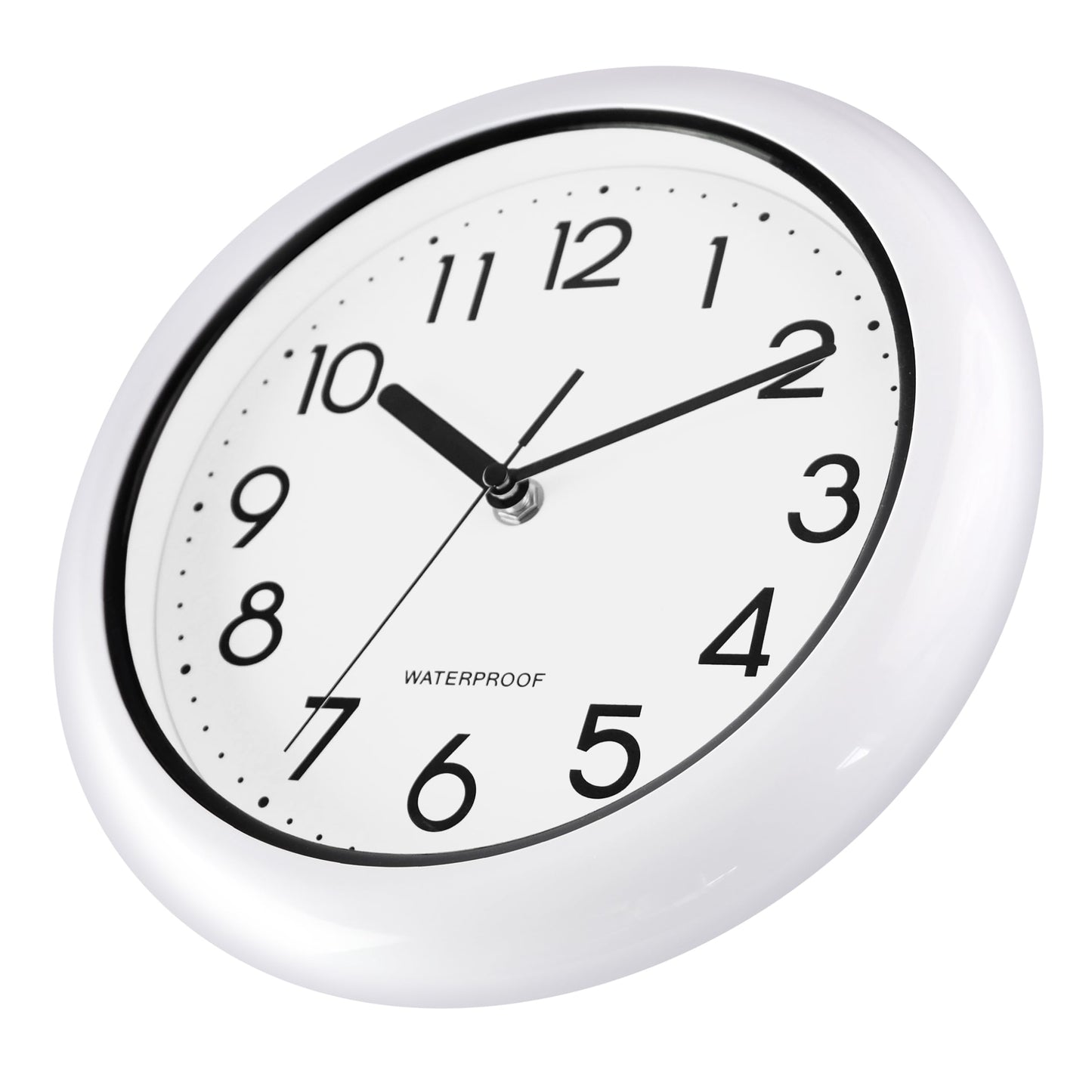 Caysie 10 Inch Sealed Indoor Outdoor Clock Waterproof, Silent Battery Operated Weatherproof Wall Clocks for Pool Patio Outside Home (White)