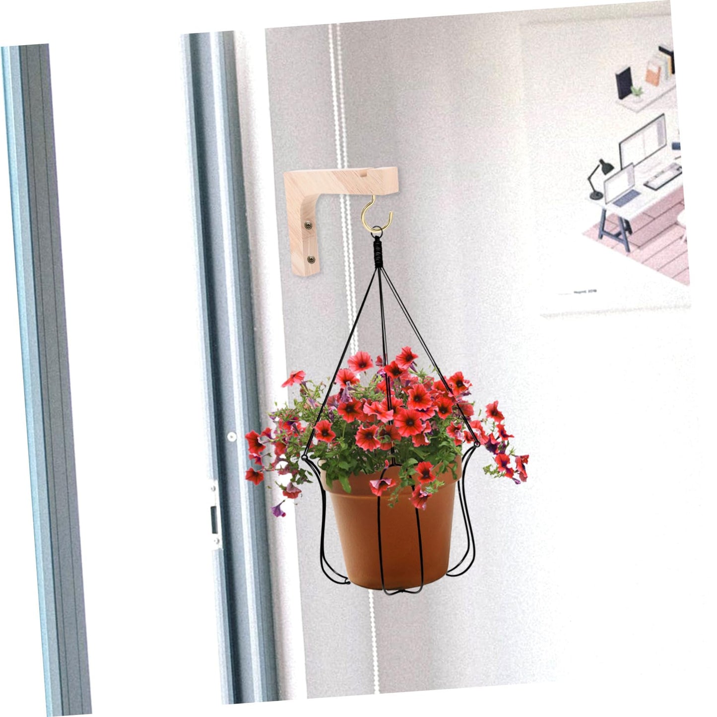 MERRYHAPY Wooden Plant Hangers Wall Hooks Heavy Duty Hanging Brackets 2pcs Natural Wood Color for Outdoor and Indoor Wall Hanging Plants